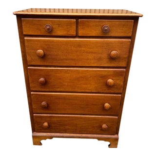 Vintage Solid Maple Wood Traditional Chest of Drawer | Chairish