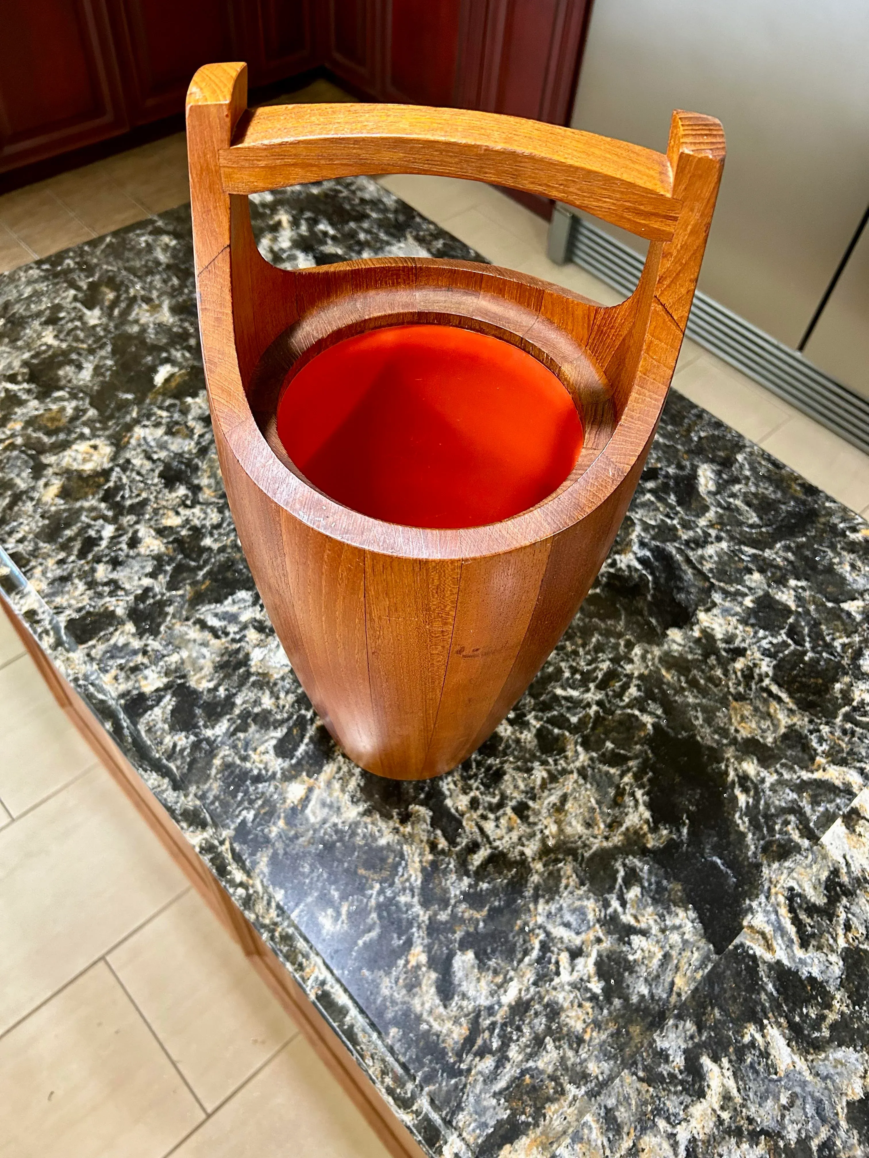 Vintage Danish Modern Stave Teak Ice Bucket/Lid, Jens Quistgaard