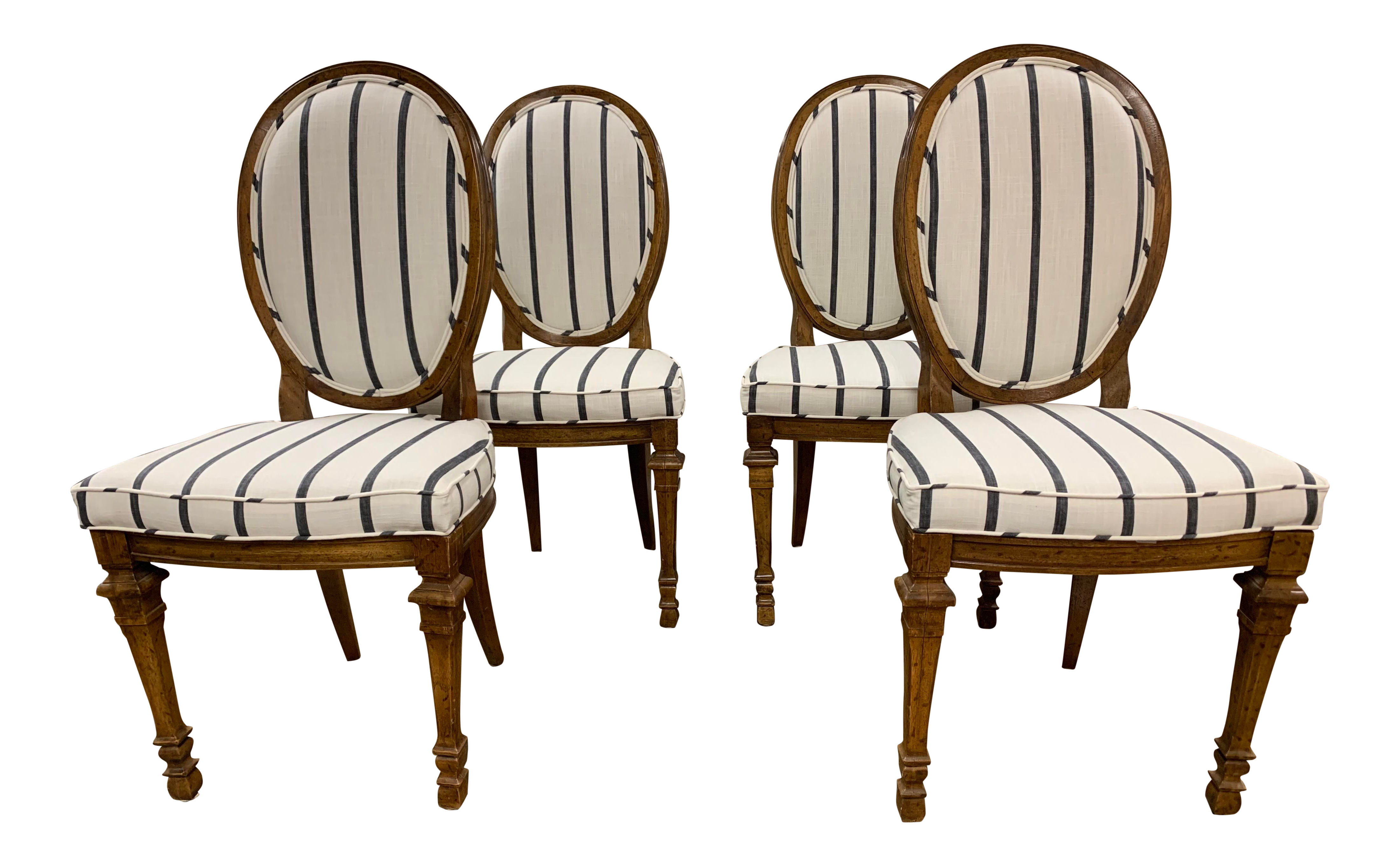 Vintage Oval Back Upholstered Dining Chairs Set Of 4 Chairish