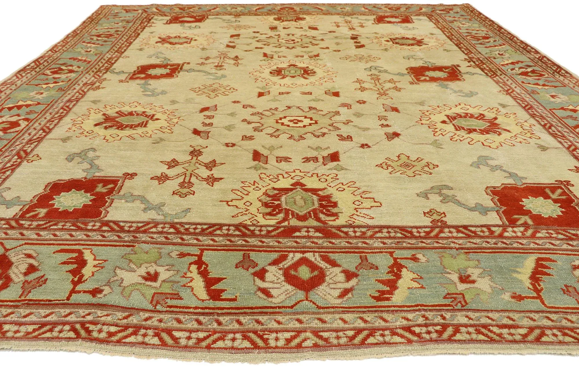 Antique Turkish Oushak Rug with Modern Style - 09\'00 X 12\'02