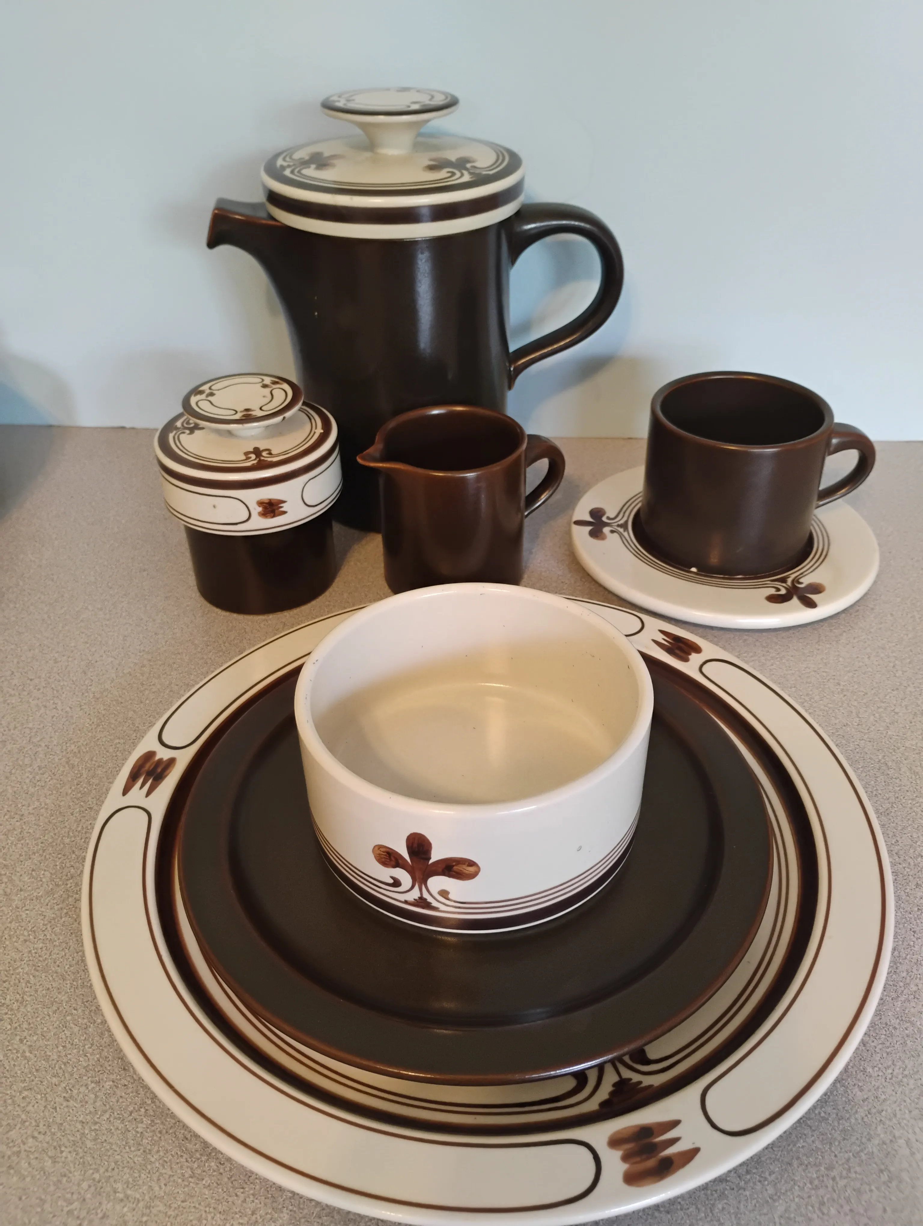1960s Rosenthal Sienna Brown by Bjorn Wiinblad 46 Piece Dinnerware