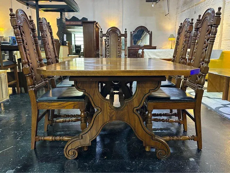 Leather Spanish Dining Table Spanish Revival Tooled Leather Side Chair