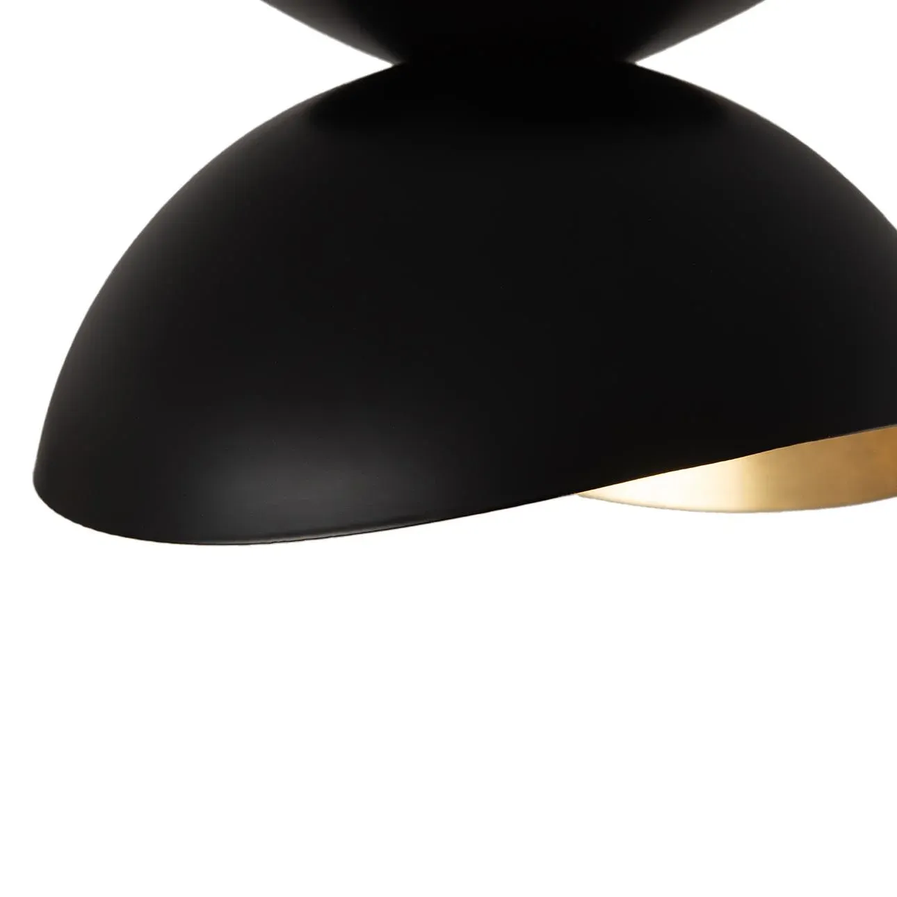 Nova of California Luna Bella Flush Mount Ceiling Light - Matte Black & Gold-Leaf Shade, Weathered Brass