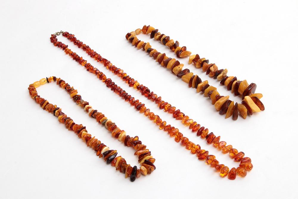 Vintage Three Amber Necklaces, 1960s, Set of 3