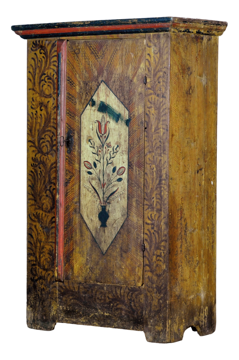 Antique Folk Art Hand Painted Cabinet, 1850s