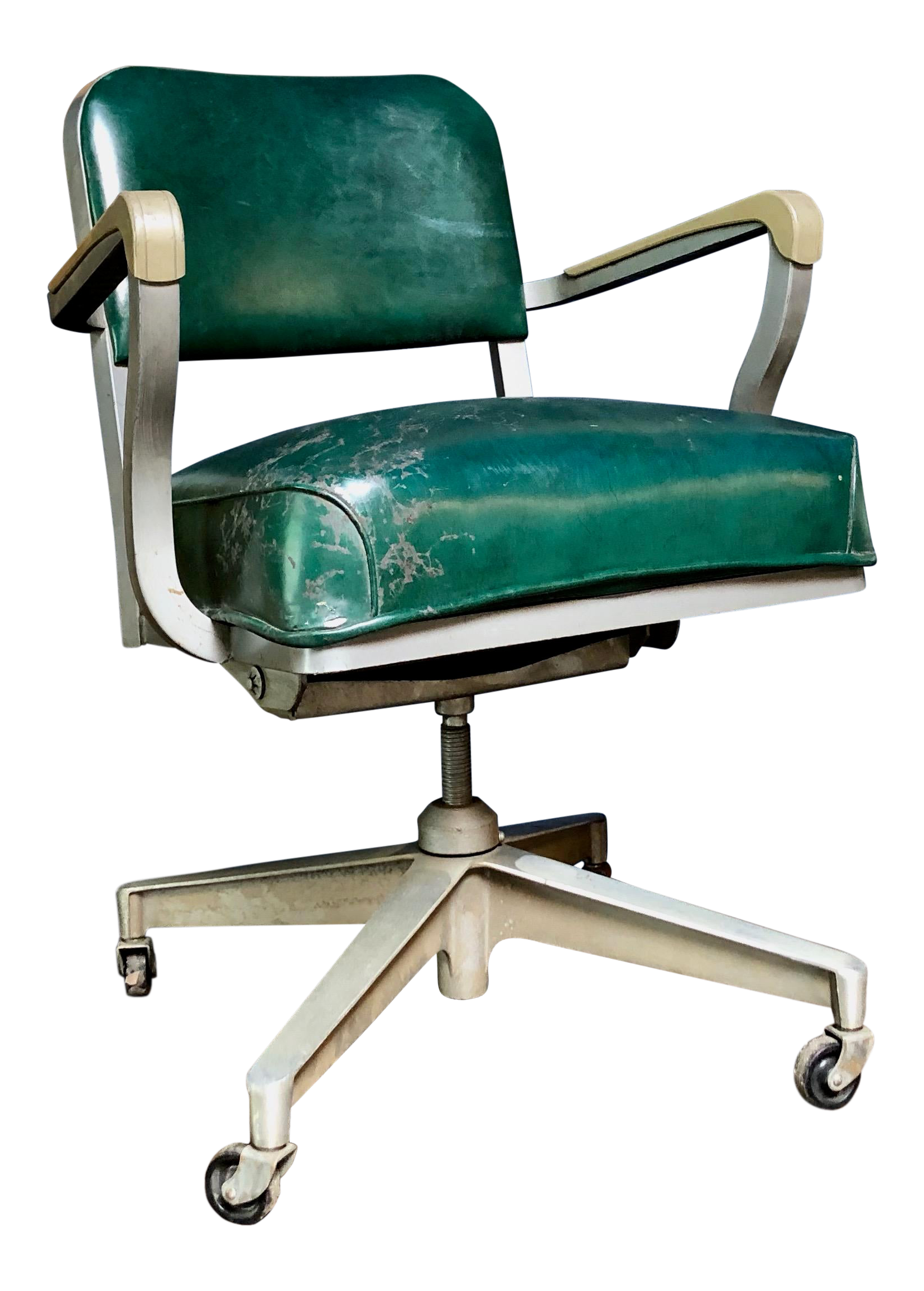 1950s Vintage Beefy Steelcase Banker Rolling Desk Chair Chairish