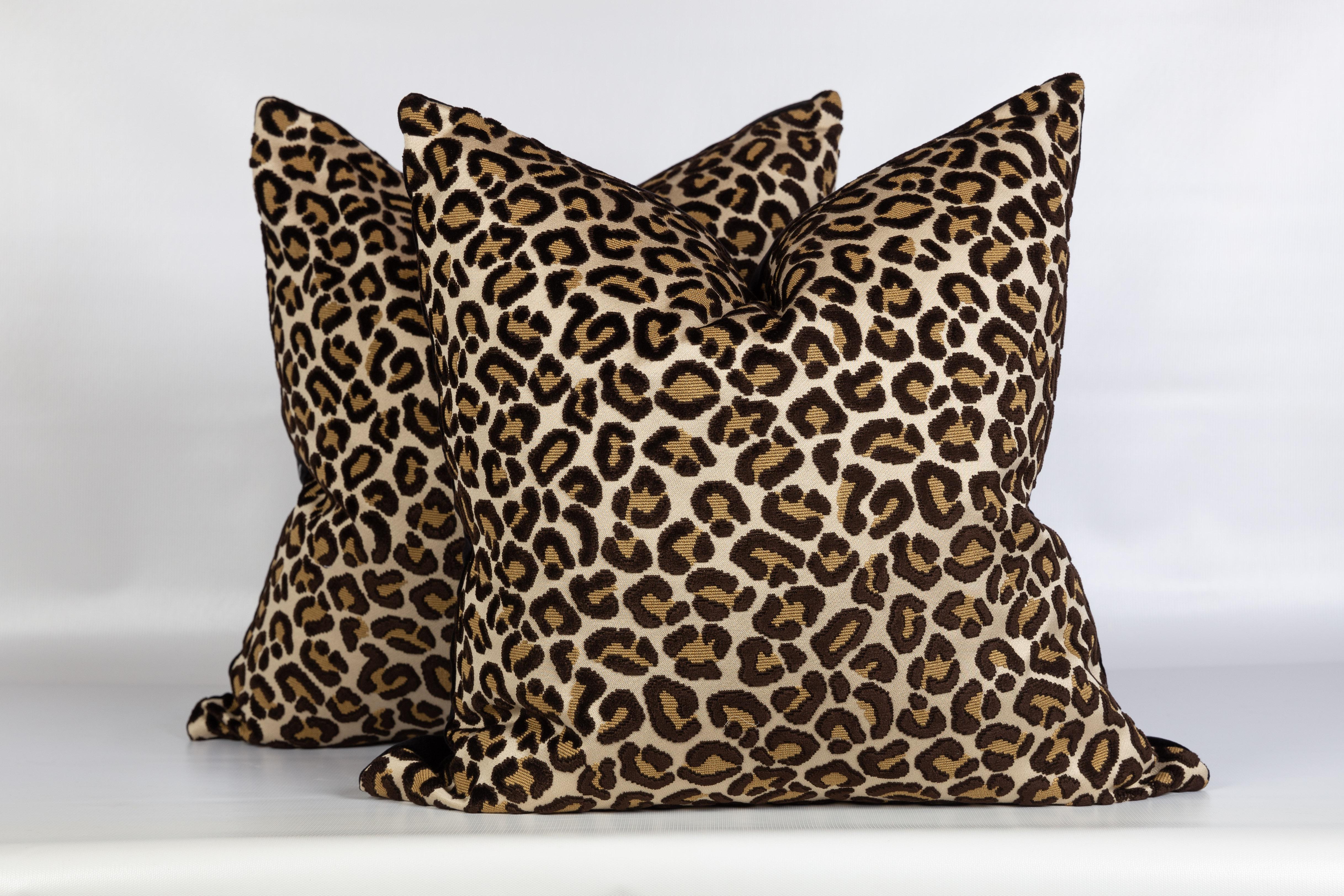 Velvet leopard pillow sale
