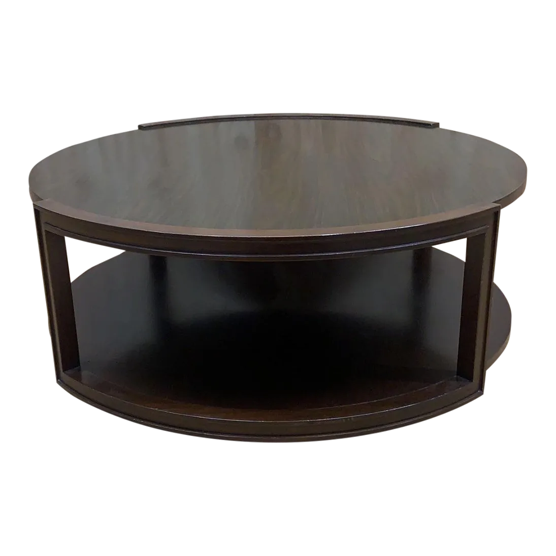1980s Vintage Two Tier Round Wood Coffee Table on Casters | Chairish