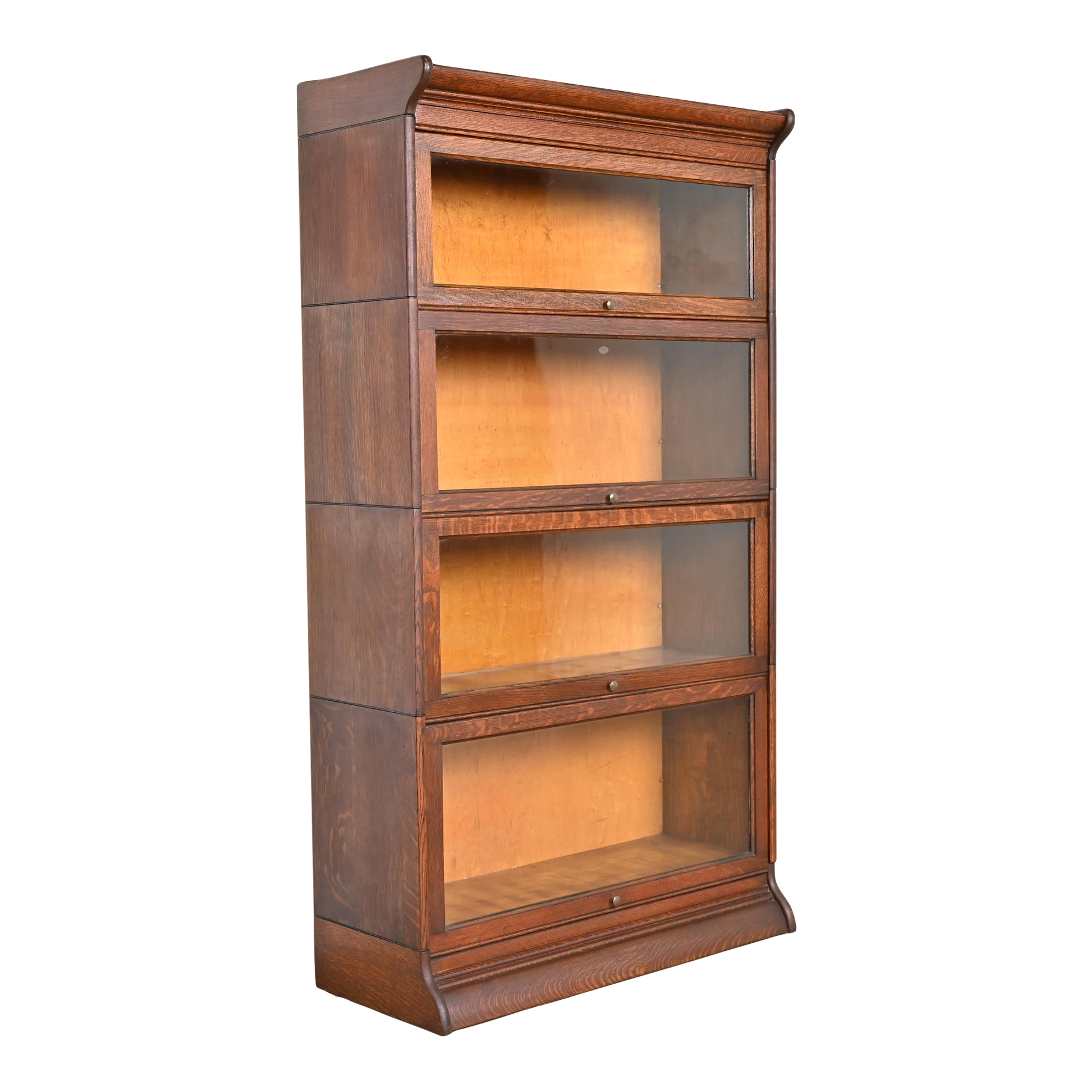 Antique Arts & Crafts Oak FourStack Barrister Bookcase by Gunn