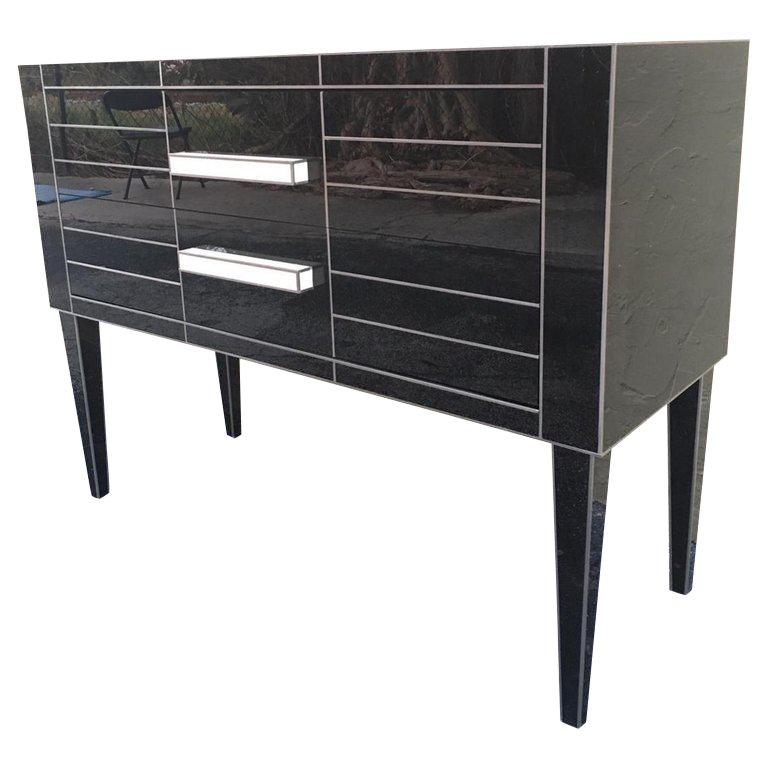 New Chest Of Drawers In Black Mirror And Aluminium With White