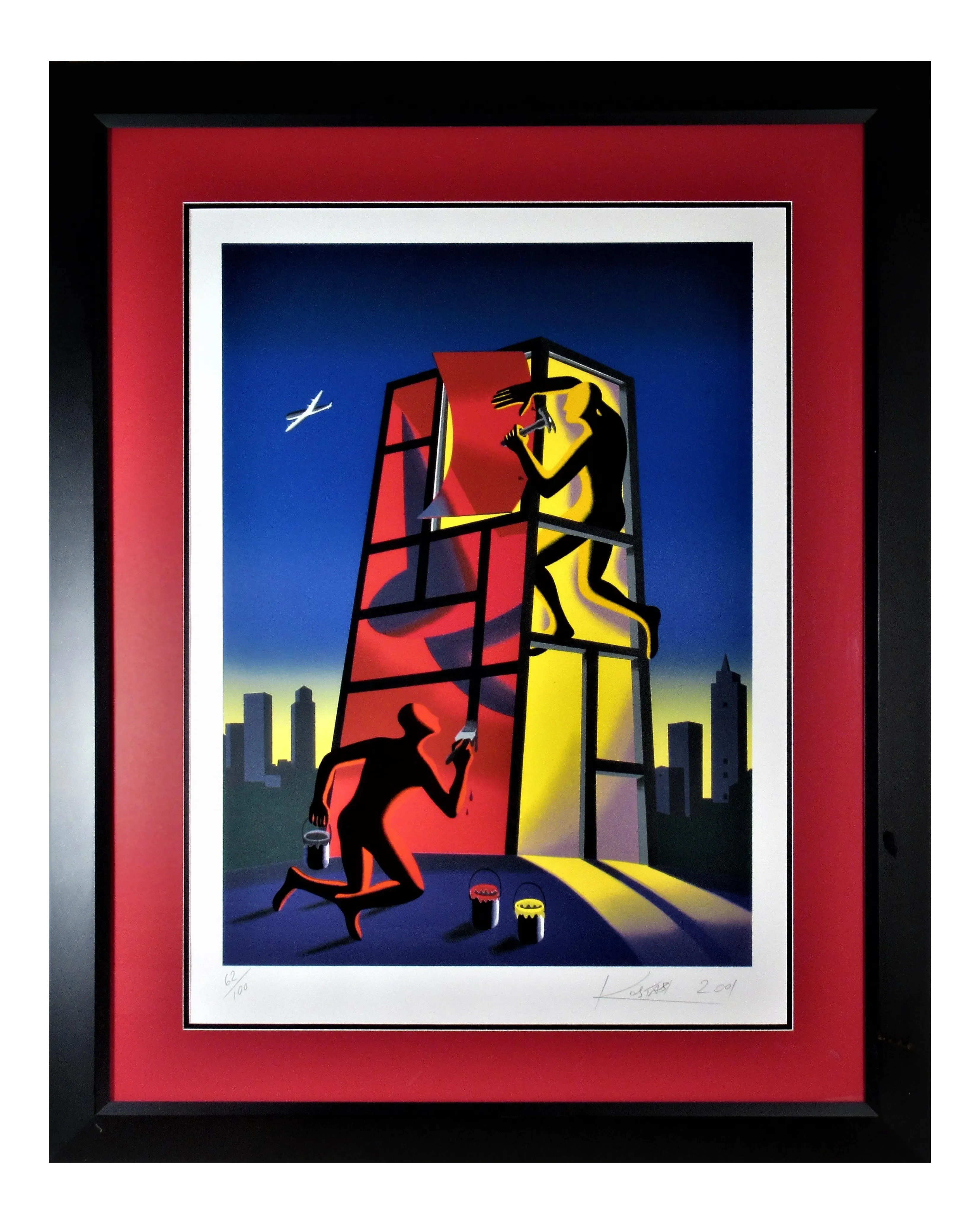 ☆マークコスタビ MARK KOSTABI 2001年 アクリル画１点物☆ mark-kostabi-panic-in-the-