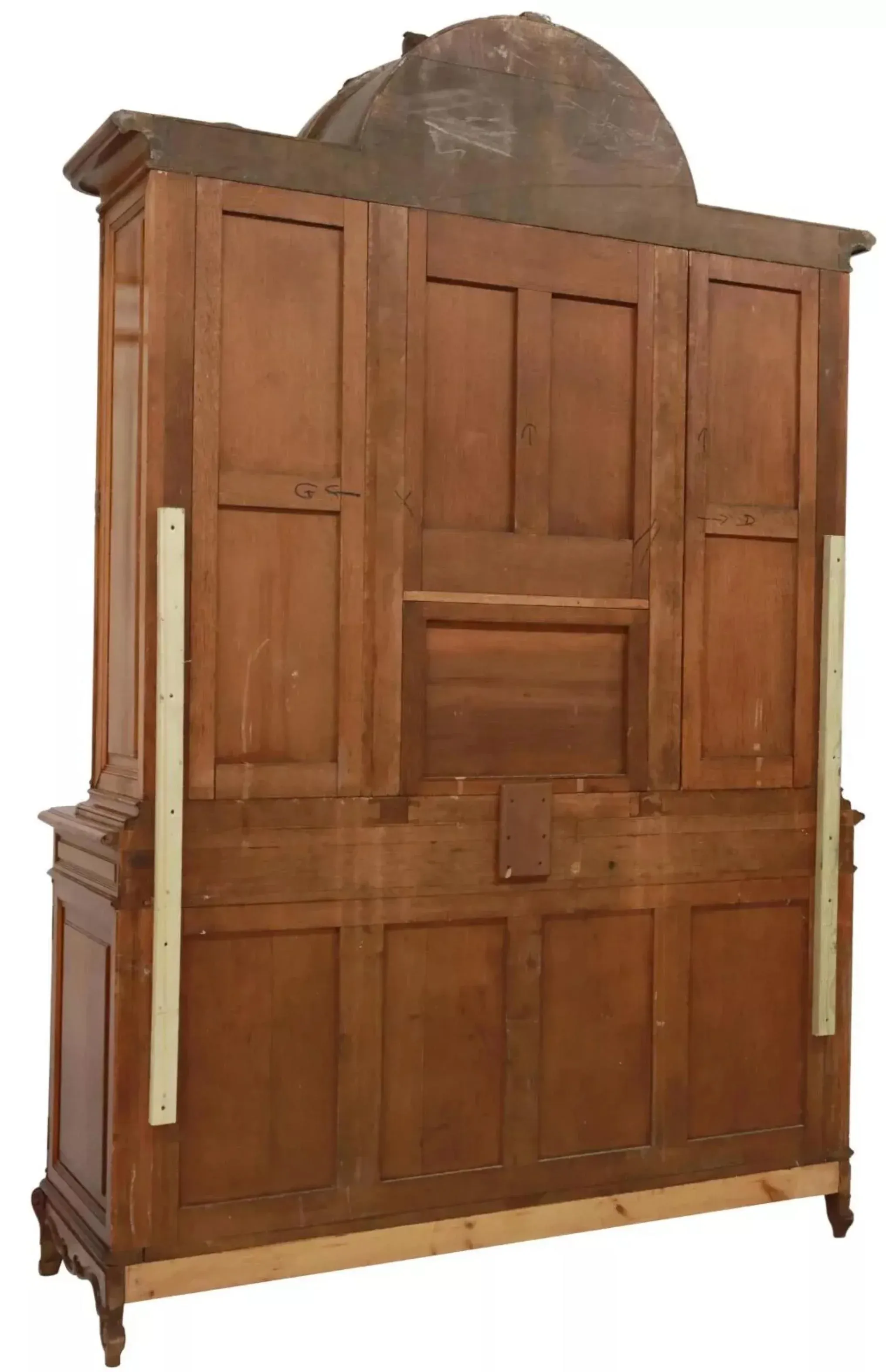 1800s Antique Schmit Louis XV Style Walnut With Glazed Doors Display Cabinet