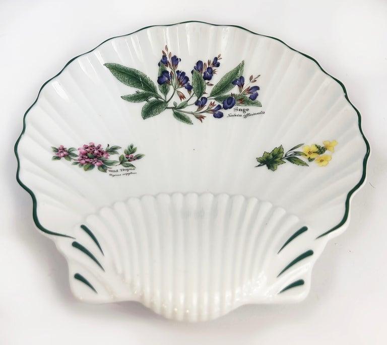 1990s Royal Worcester Porcelain Wild Thyme Sage Plates, England- a