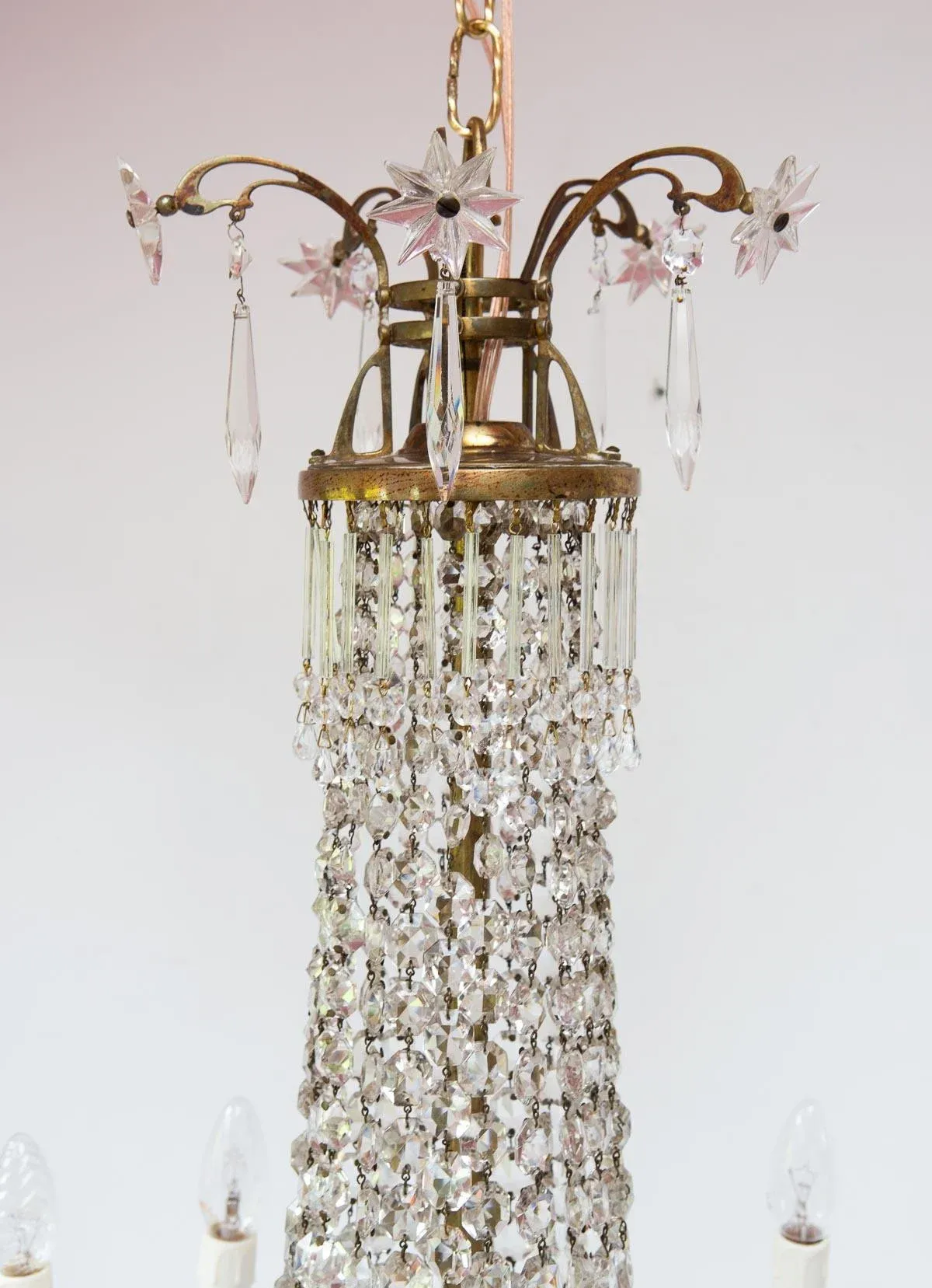 Large Art Nouveau Swedish Glass Chandelier, 1890s