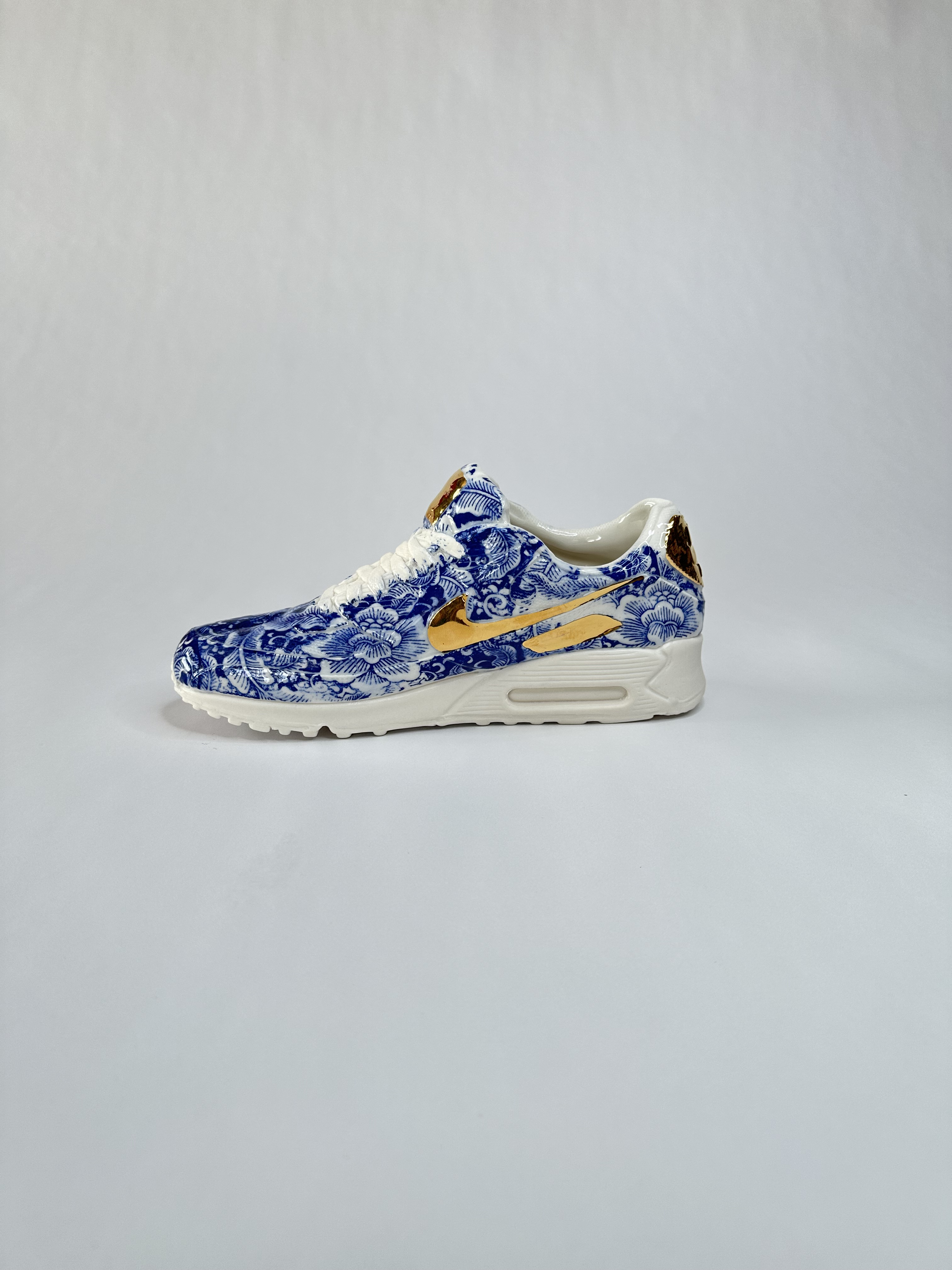 Baroque Porcelain Air Max 90 Sneaker with Gold Swoosh by Brock