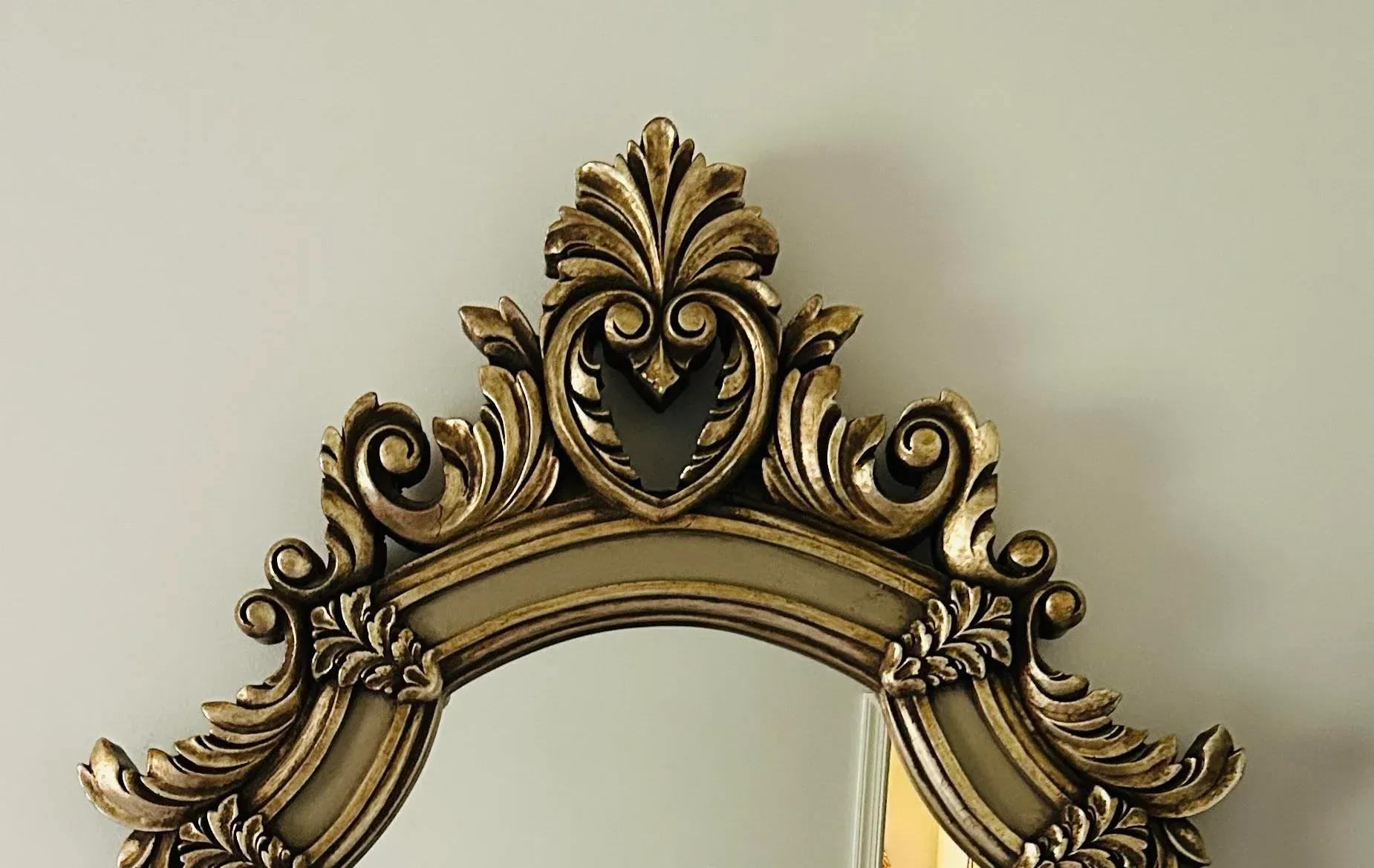 Vintage Ornate Hollywood Regency Style Silver and Slate Blue Grey Kent Wall Mirror