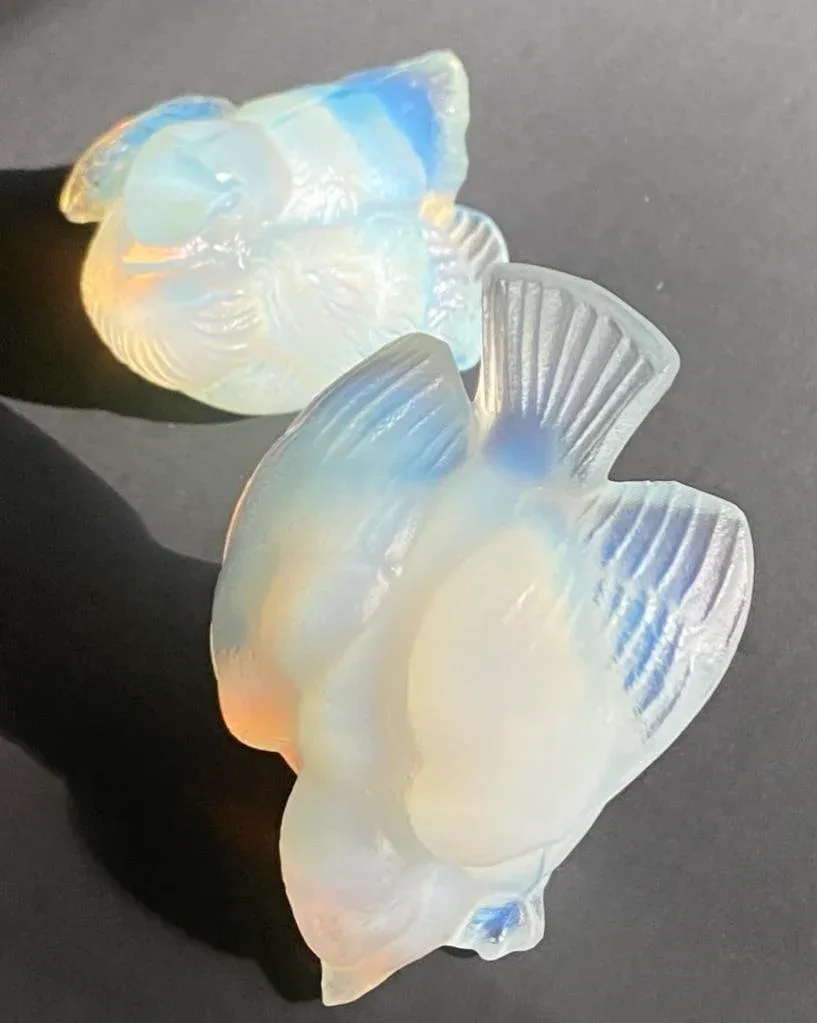 French Art Deco Opalescent Glass Bird Ernest Marius Sabino