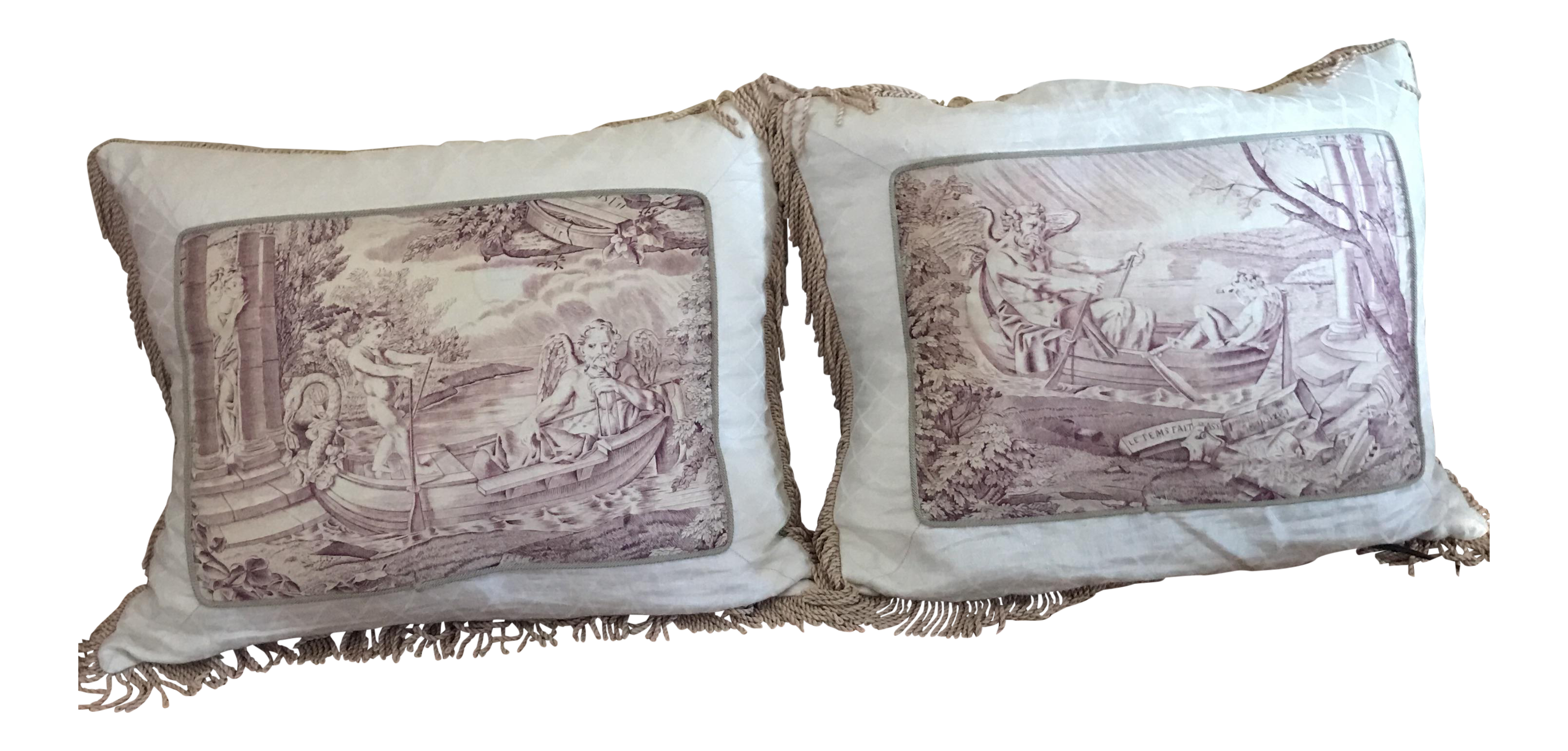 Vintage Victorian Pillows With Fringe - a Pair Chairish