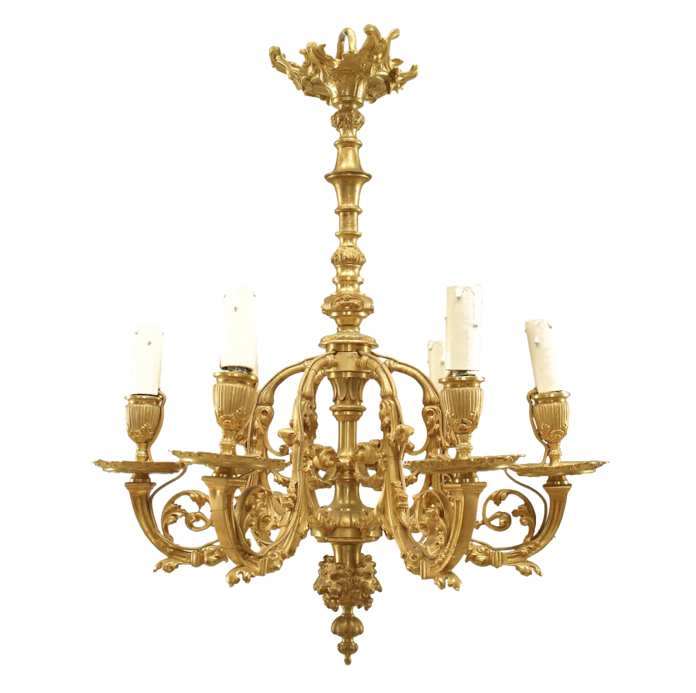 Mid 20th Century French Victorian Gilt Bronze Chandelier Chairish