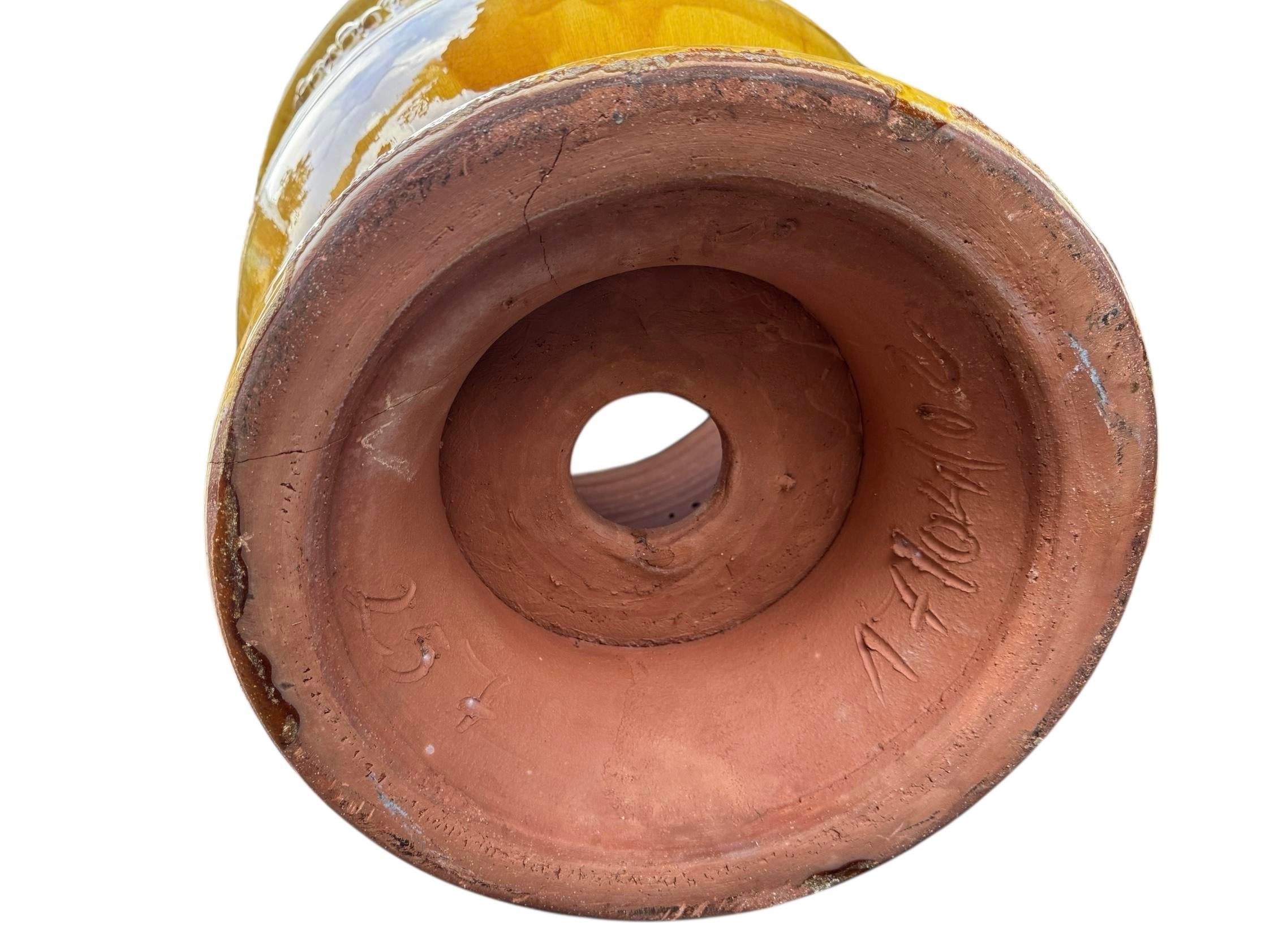 French Handmade Glazed Terracotta Planter by Le Chêne Vert in Anduze