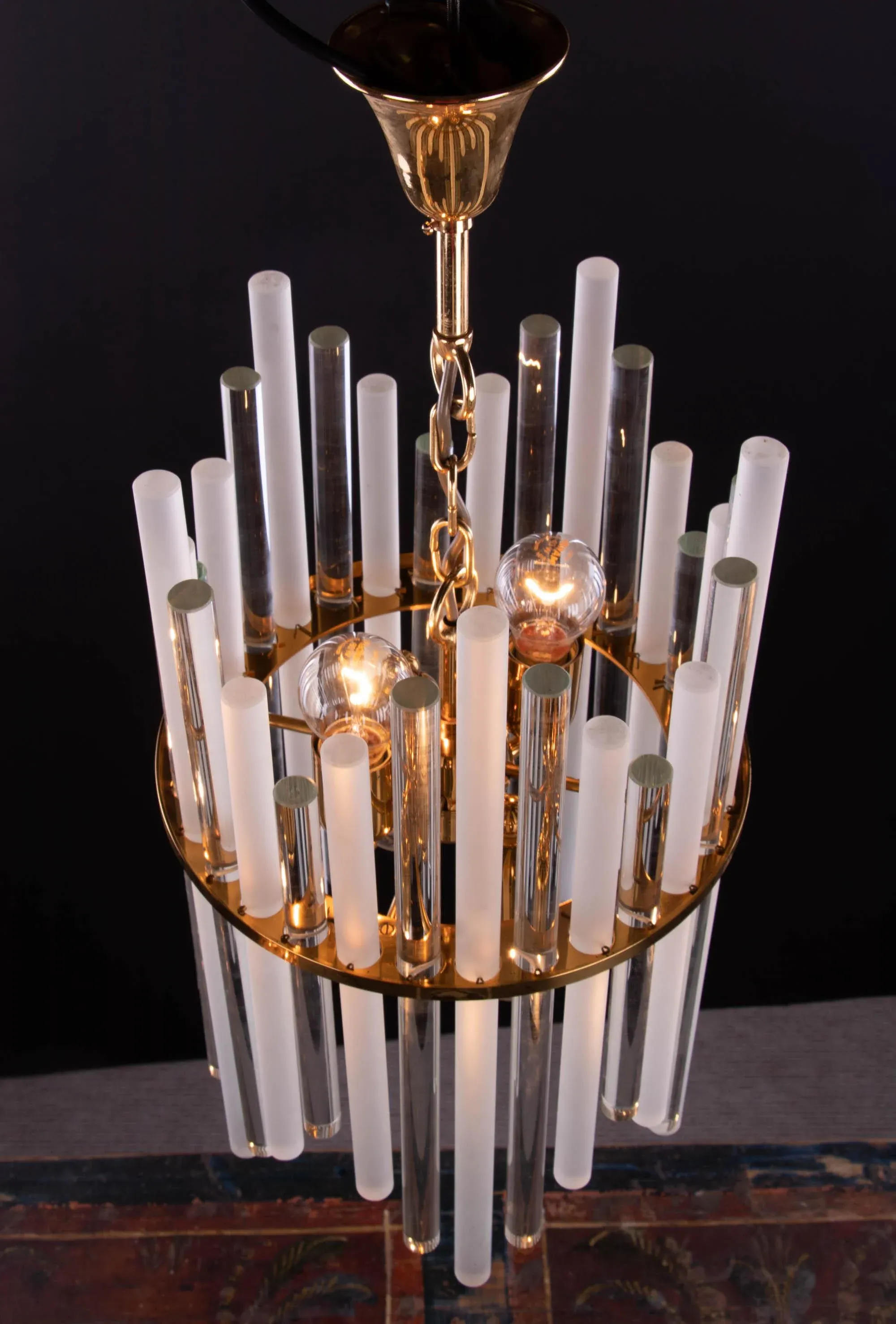 German Gilt Brass and Crystal Glass Chandelier from Palwa, 1960s