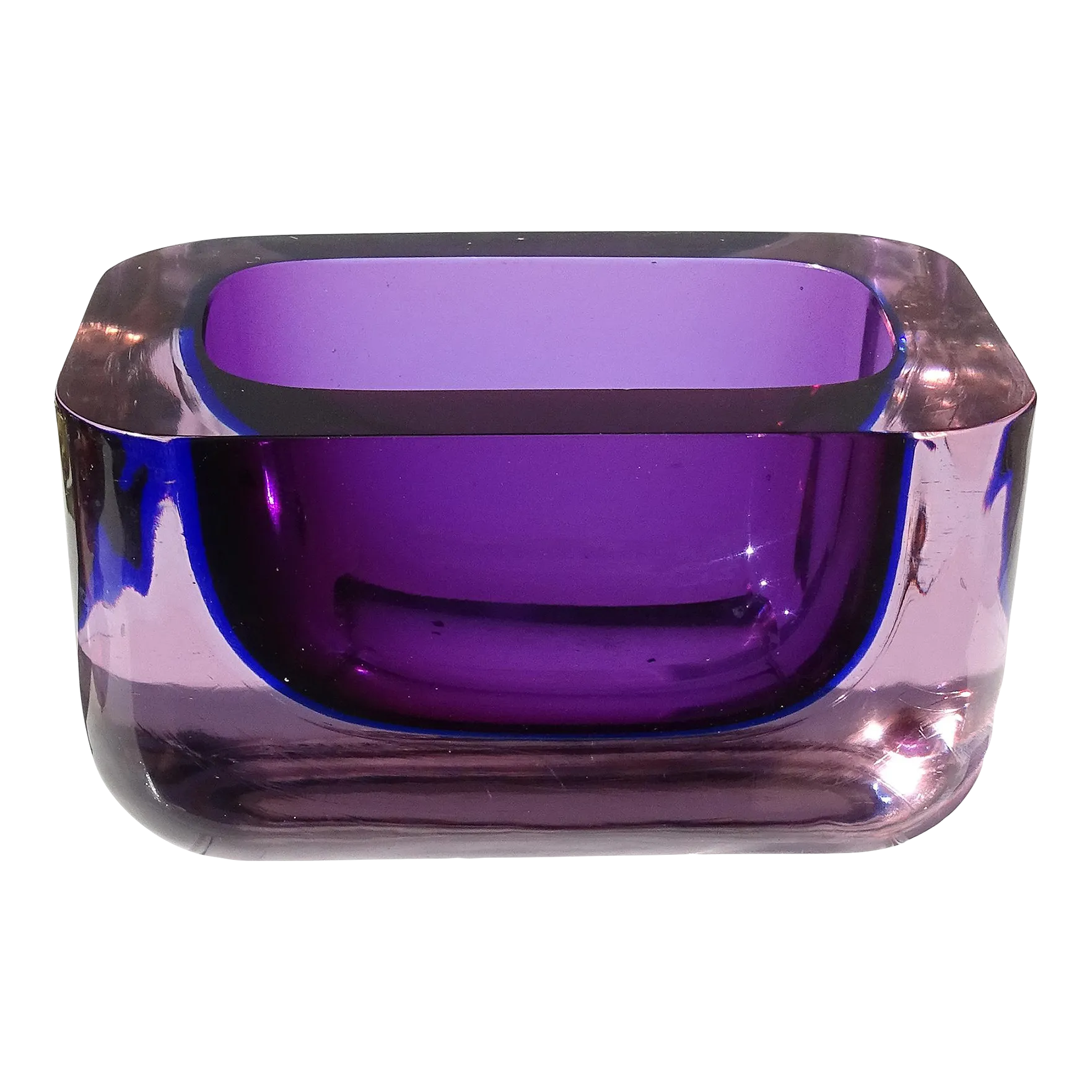 その他 Vintage Vetri Murano Sommerso Ashtray Vintage Murano Sommerso Glass Ashtray Flavio Poli Faceted