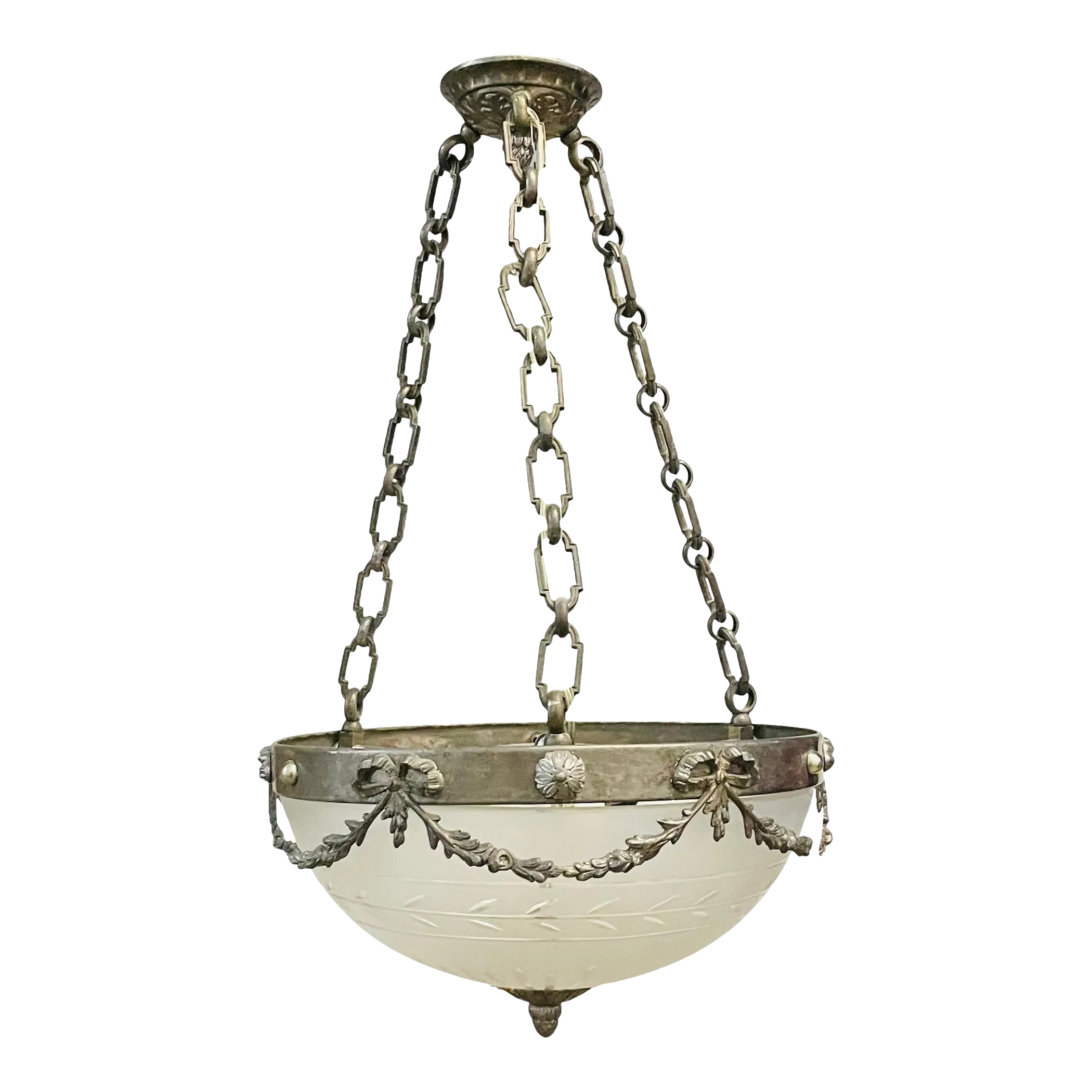 1980s Bronze Veritable Bronze & Cut Glass Chandelier Chairish