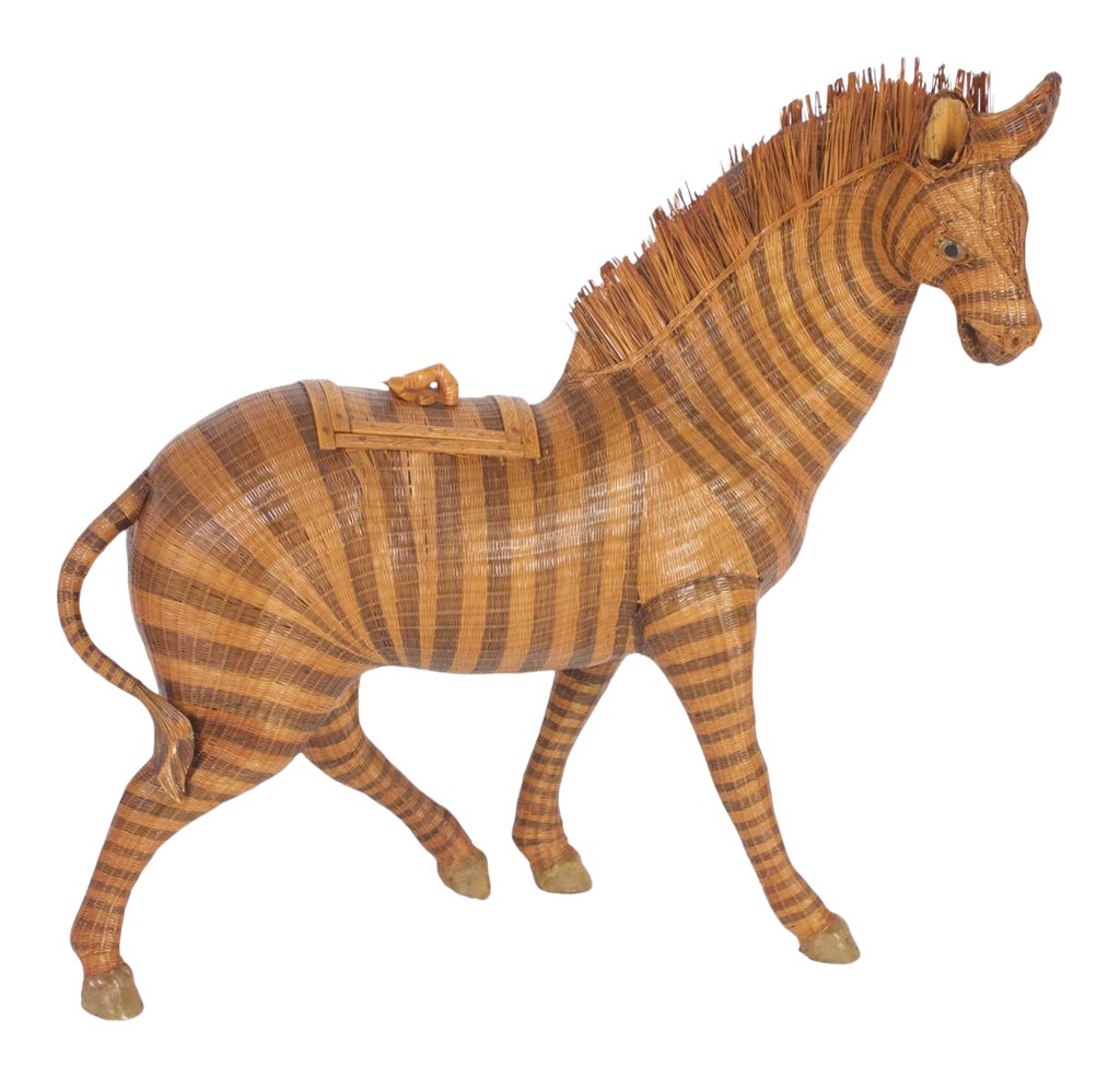 Woven Wicker Zebra Box | Chairish