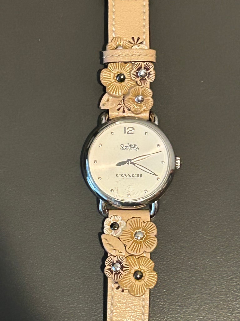 Coach Delancey White Dial Floral Watch – Women