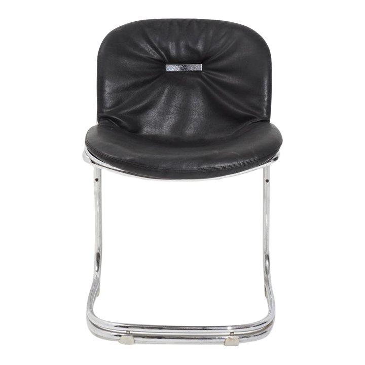 Leather & Chrome Chair by Gastone Rinaldi for Rima, 1970s Chairish