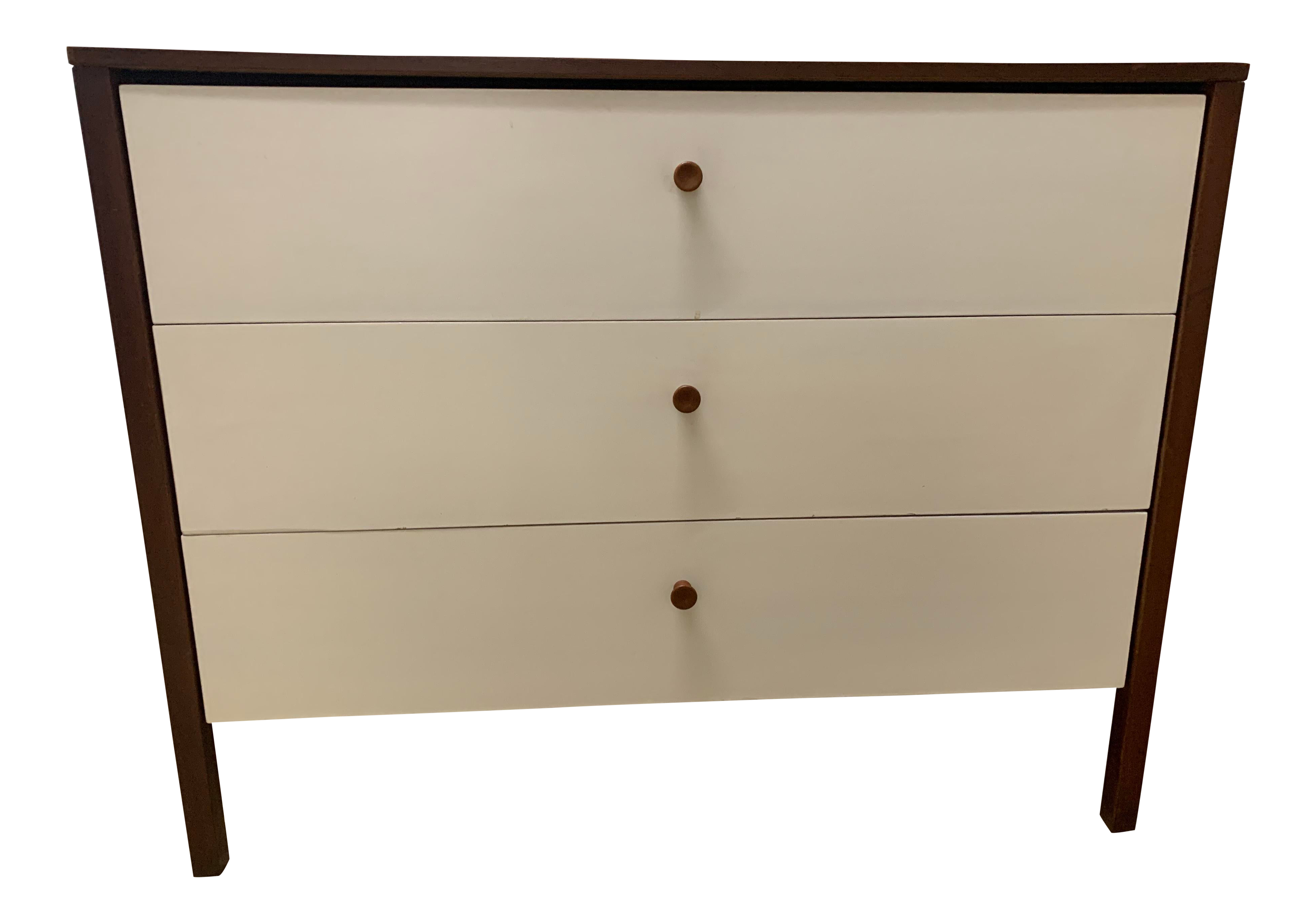 cream dresser and nightstand