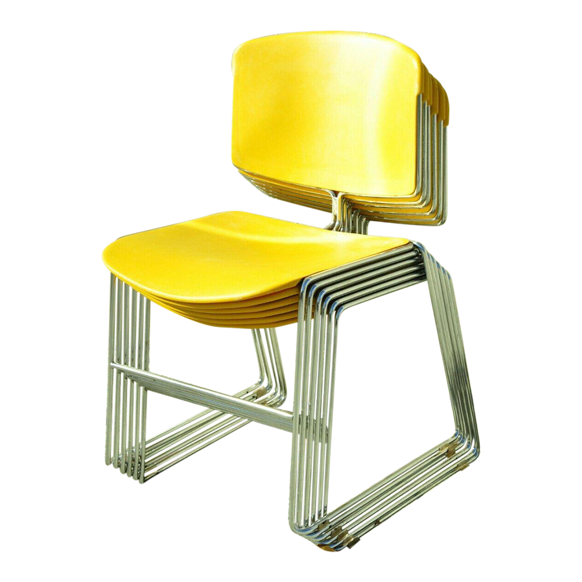 Vintage Steelcase MaxStacker 472410 Yellow Stackable Chairs Mid