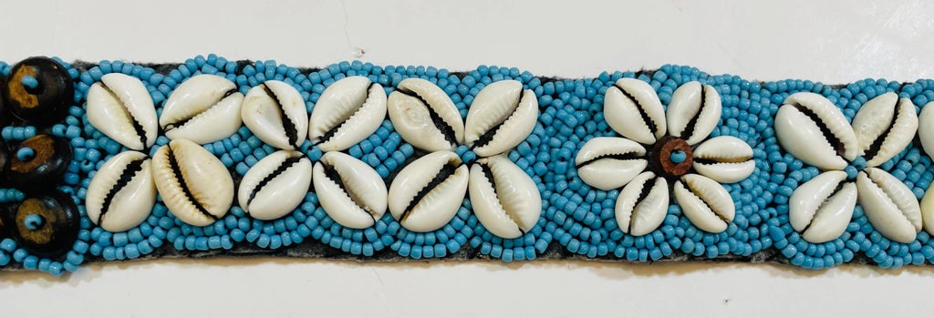 Vintage African Beaded Tie Waist Belt in Turquoise Seed  display picture 1