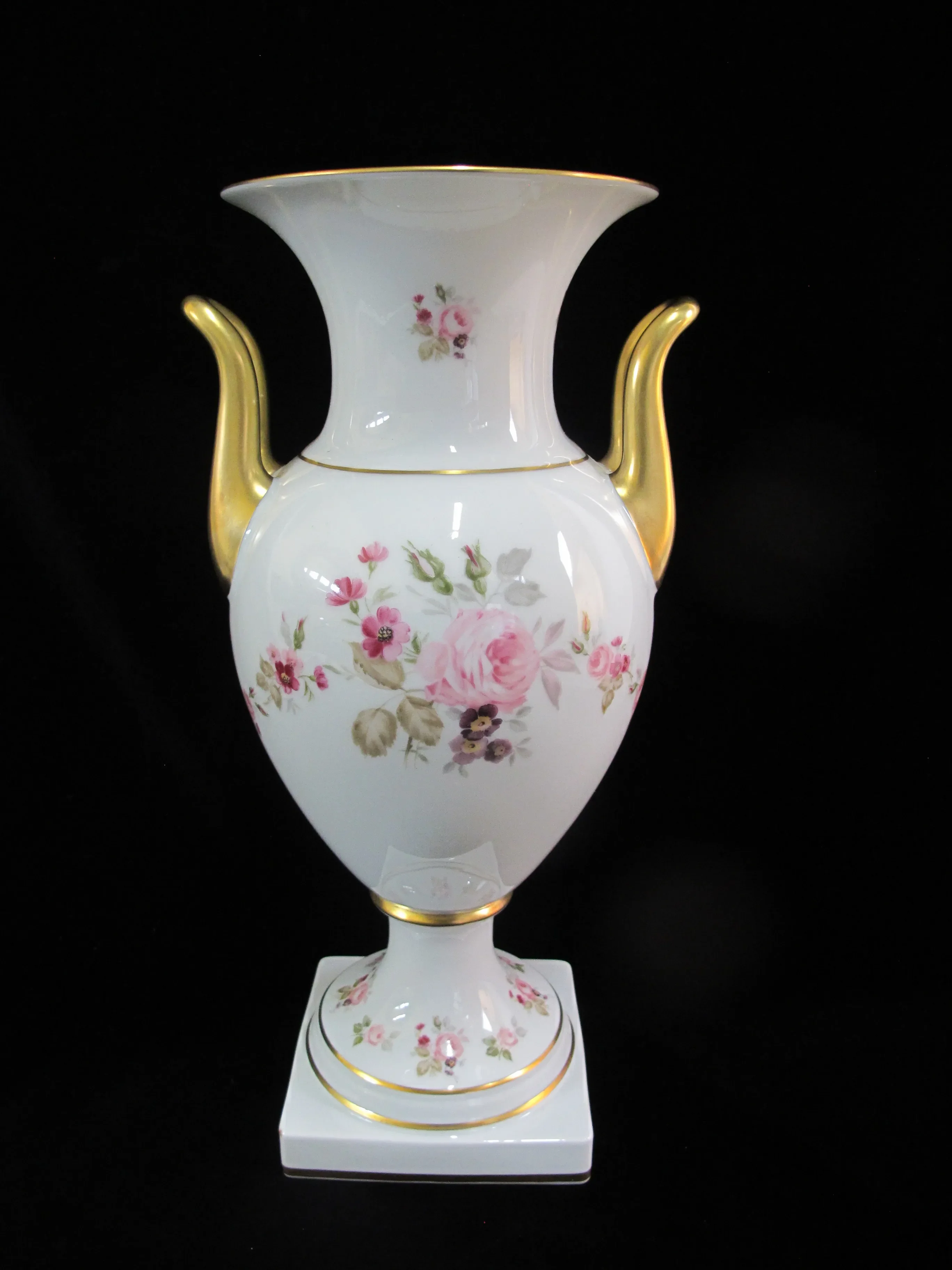 Hutscehnreuther German Hand Painted Porcelain Urn Shaped Floral Vase