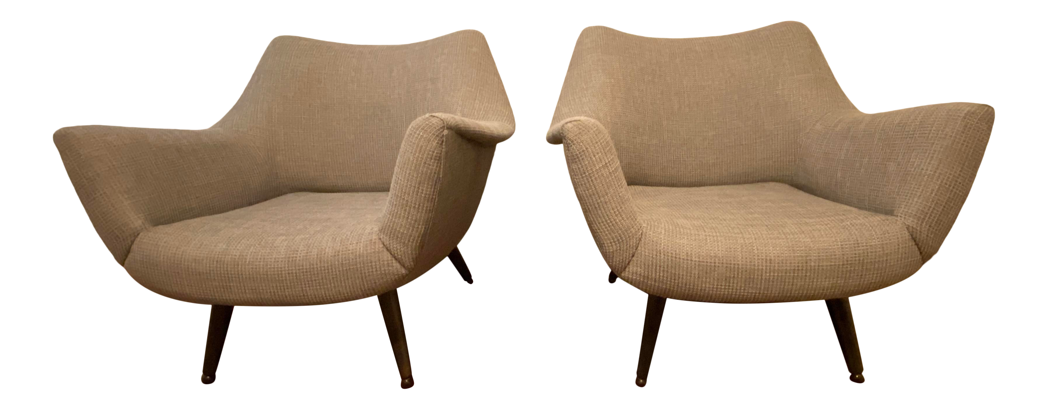 MidCentury Style Wingback Chairs a Pair Chairish