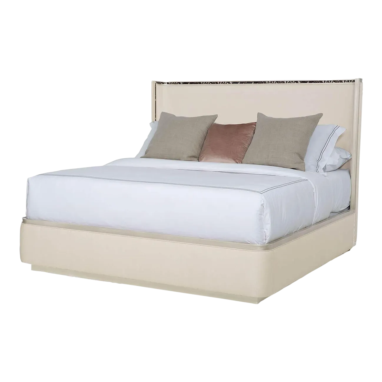 Art Deco Style Upholstered King Bed with Tortoise Inlay Chairish