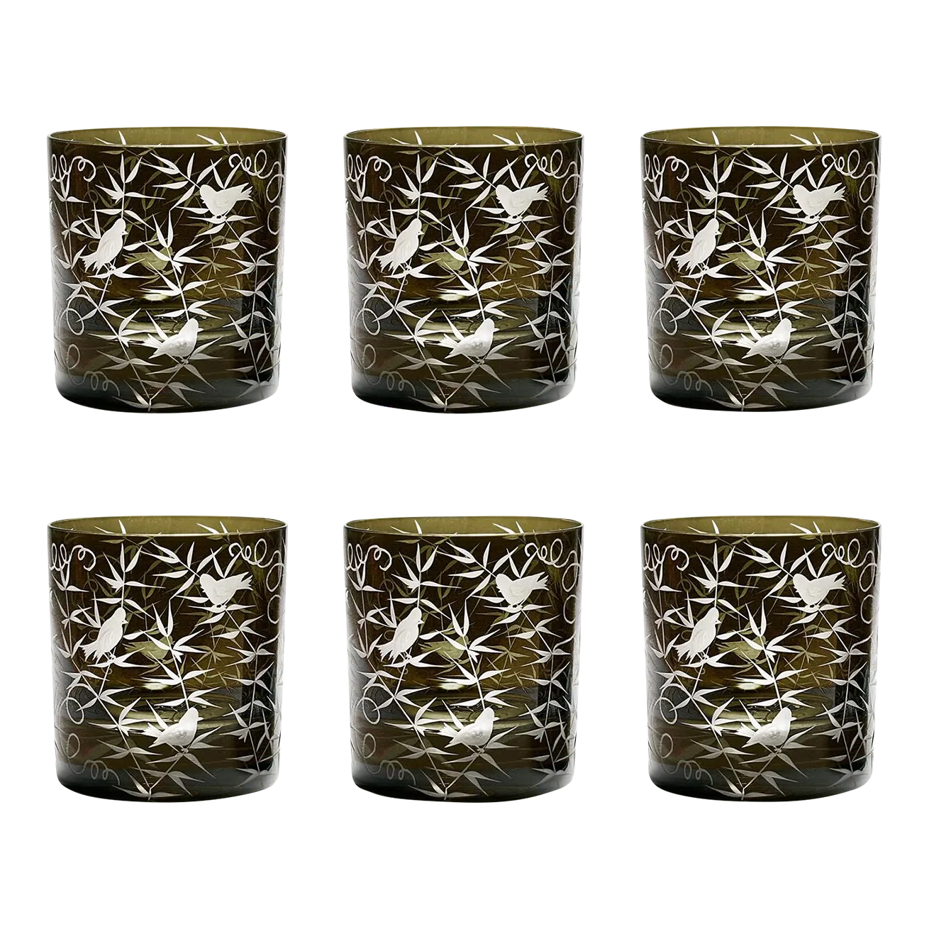 ARTEL Finch Double Old Fashioned Glasses, Set of 6, Moss Chairish