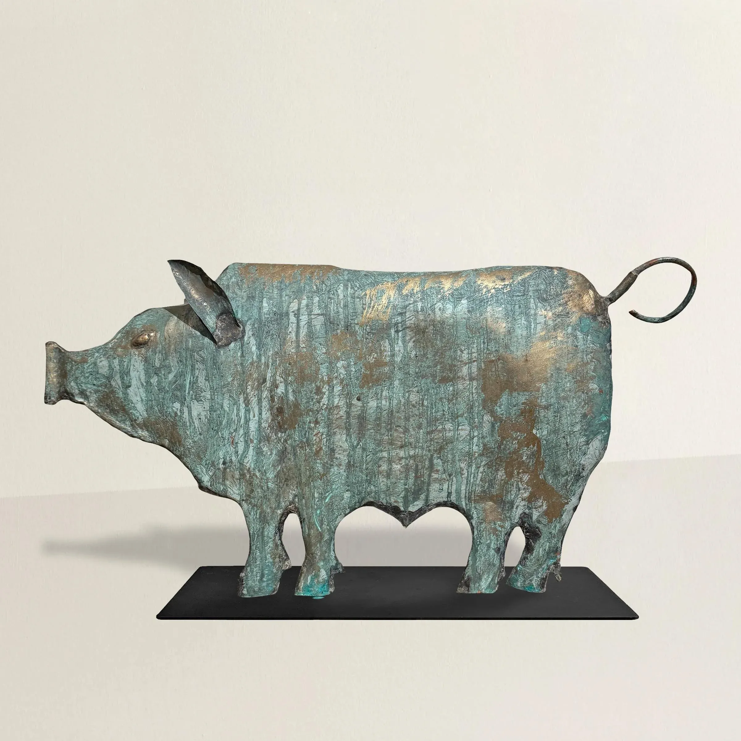 断捨離中 wing pig☆管384☆イタリア製☆アンティーク☆花台 Vintage Cast Iron Flying Pig Wings Figurine Statue Doorstop/Decor