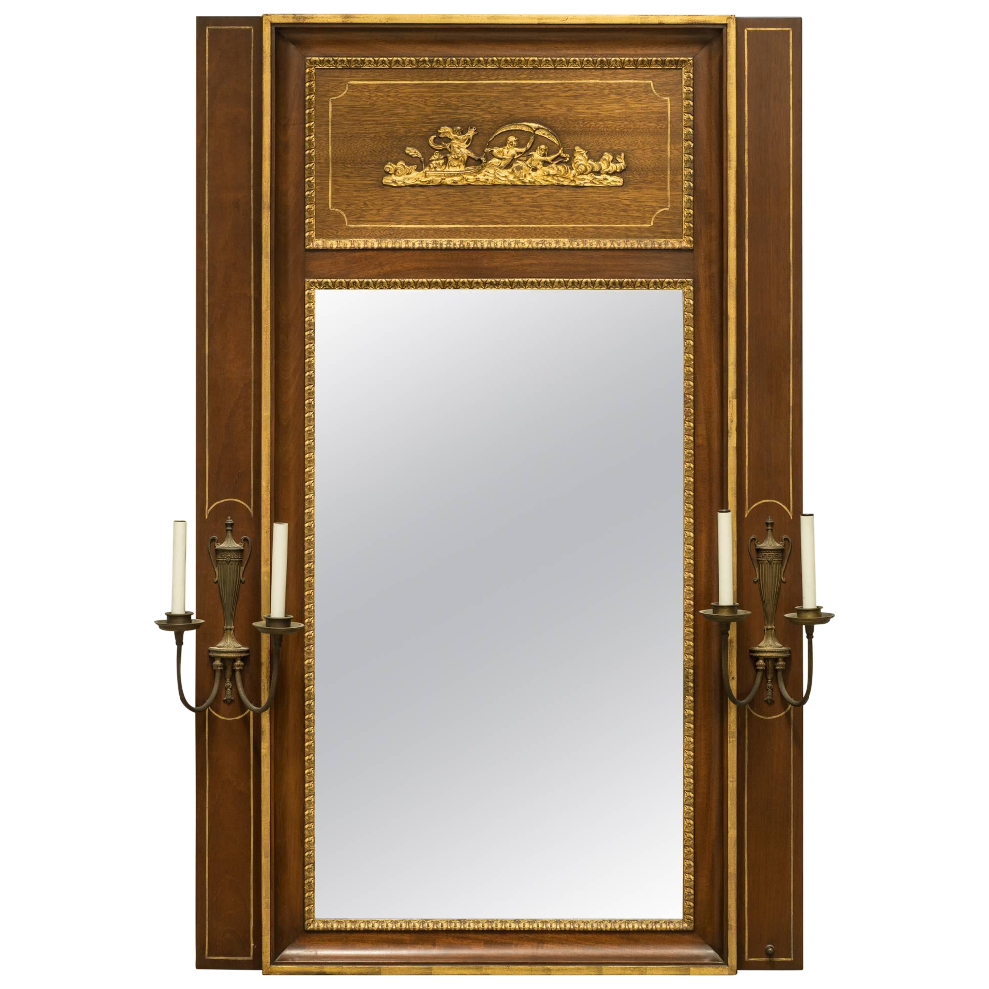 Italian Classical Trumeau Mirror With Sconces Chairish