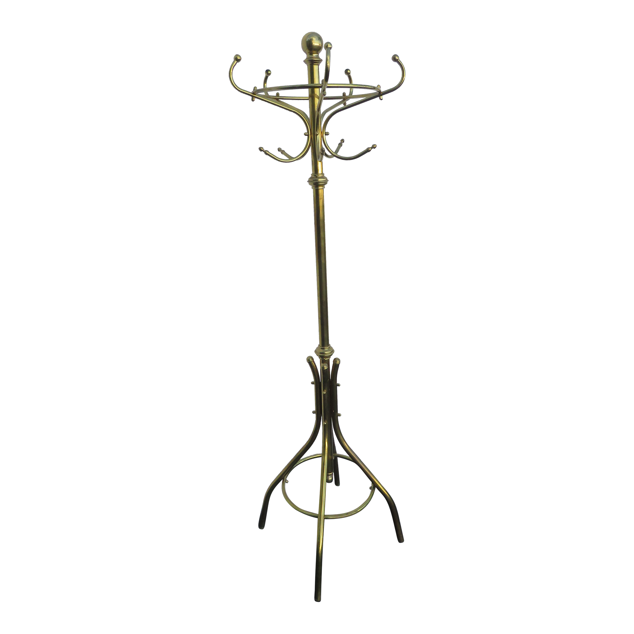 Brass Finish Tall Large Coat Hat Rack Stand