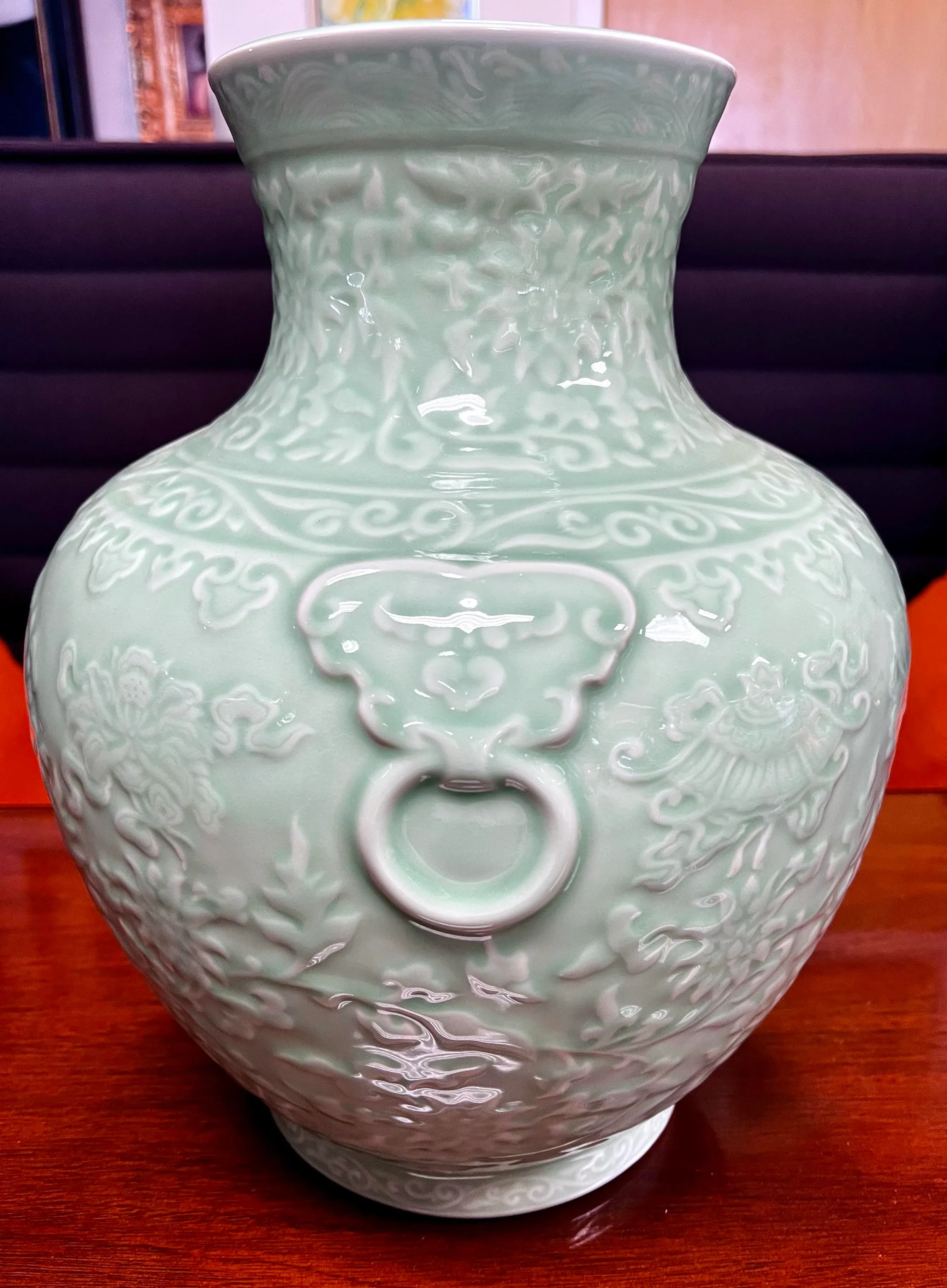 Chinese Asian Celadon Vase With Box | Chairish