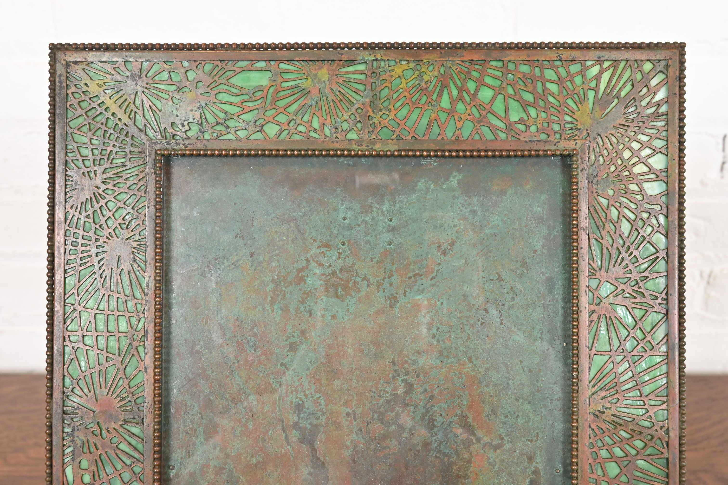 Tiffany　PHOTOFRAME　　ANTIQUE Tiffany Studios New York Pine Needle Bronze and Green Slag