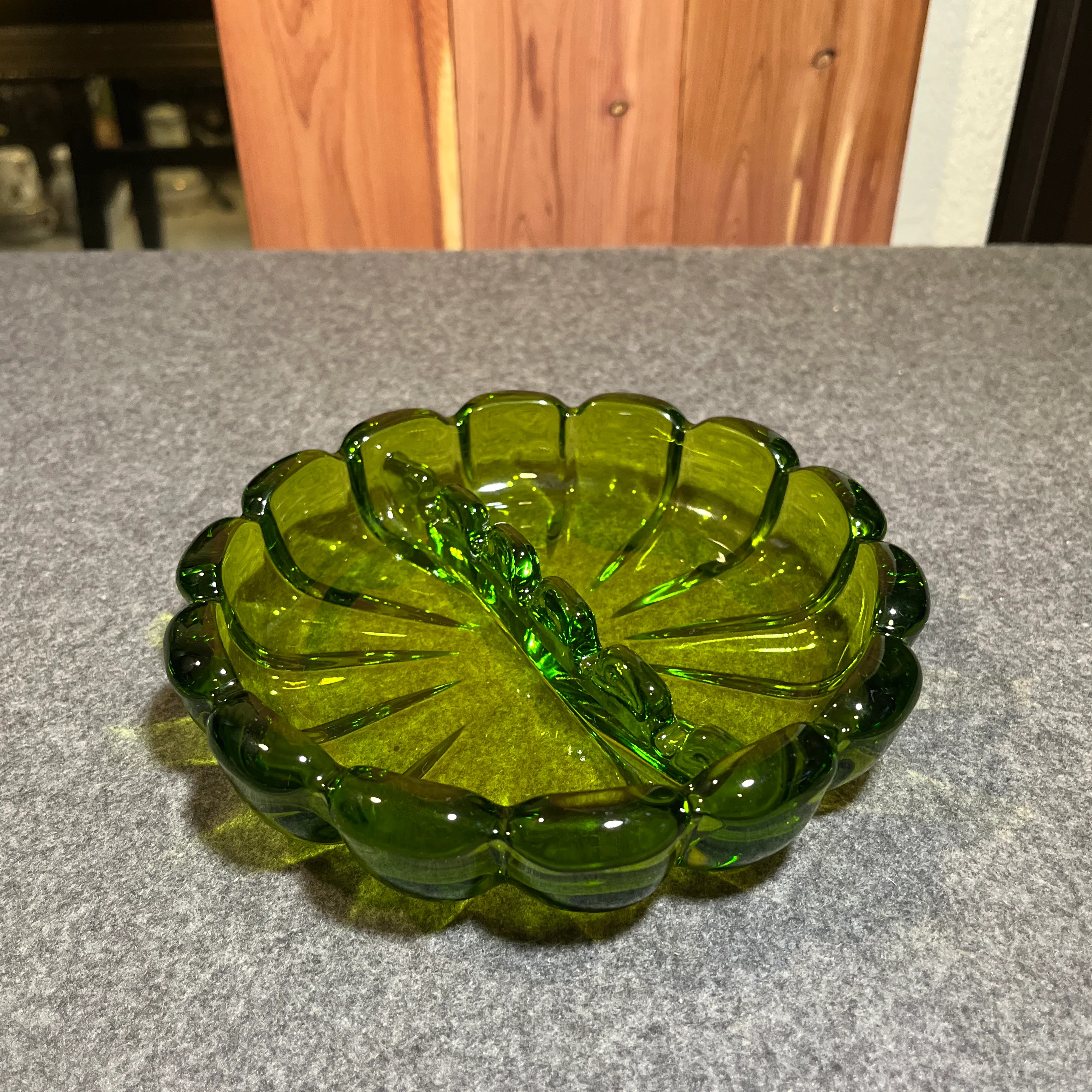 Mid 20th Century Viking Glass Avocado Green Ashtray | Chairish
