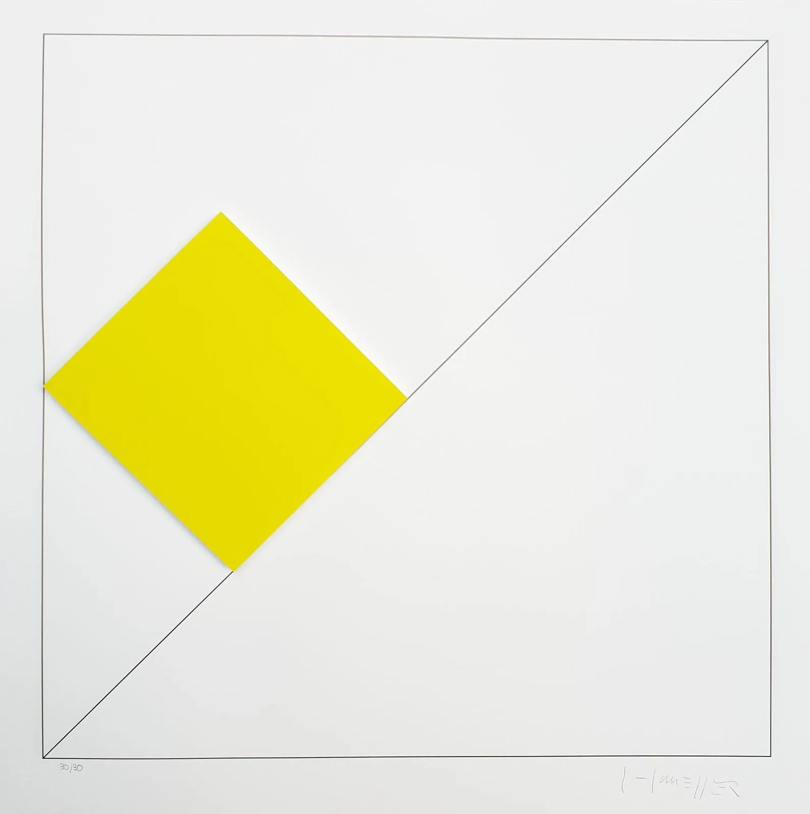 Gottfried Honegger, Composition 1 3D Square (Yellow), 2015, Silkscreen