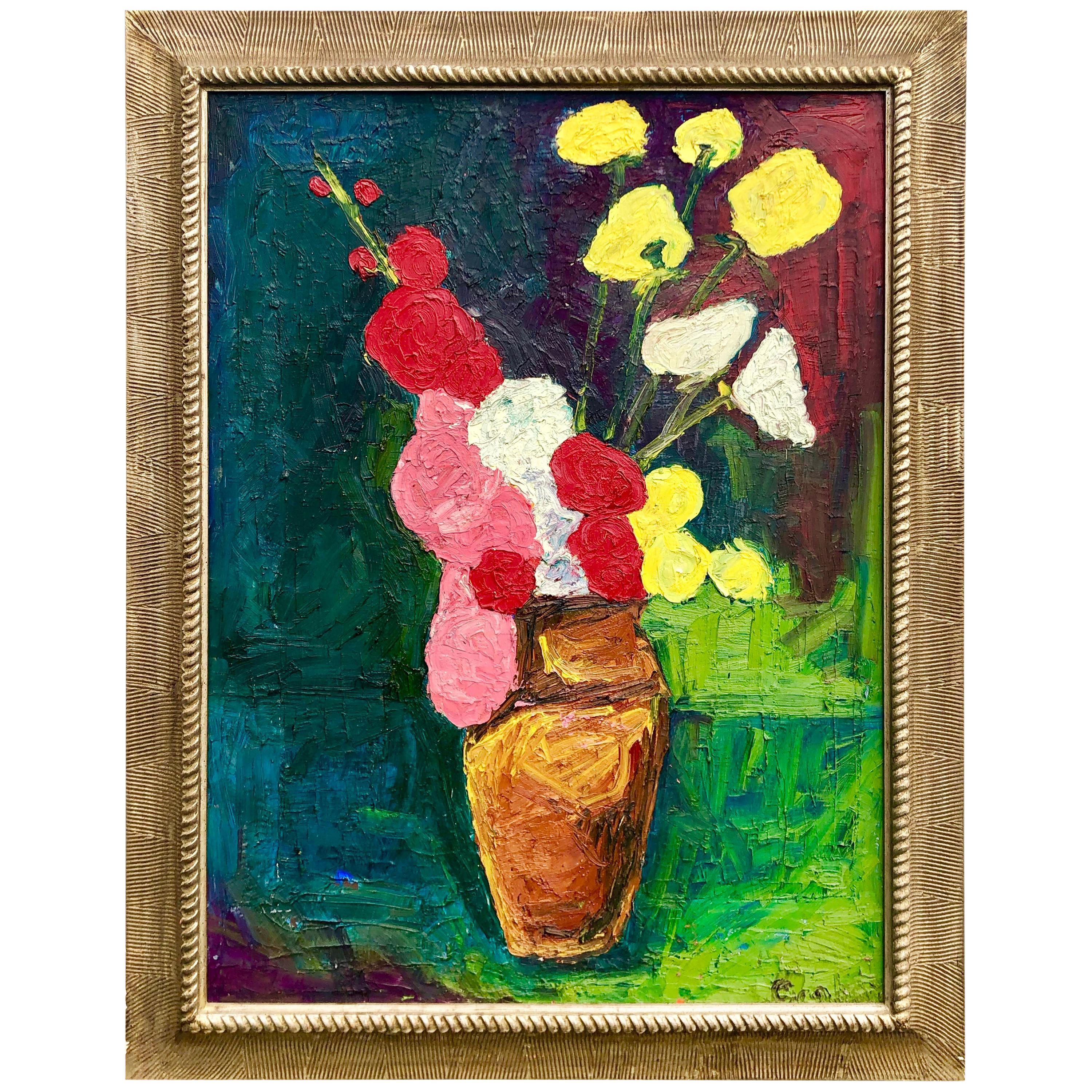 Still Life Of Flowers Oil On Board By John Graham Two Sided Portrait And Nude Chairish