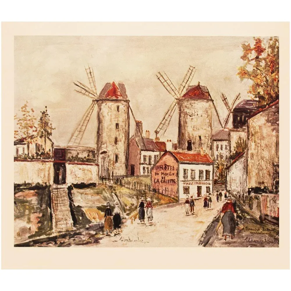 Utrillo、PARIS、希少画集画、新品額装付 1950s-after-maurice-utrillo-