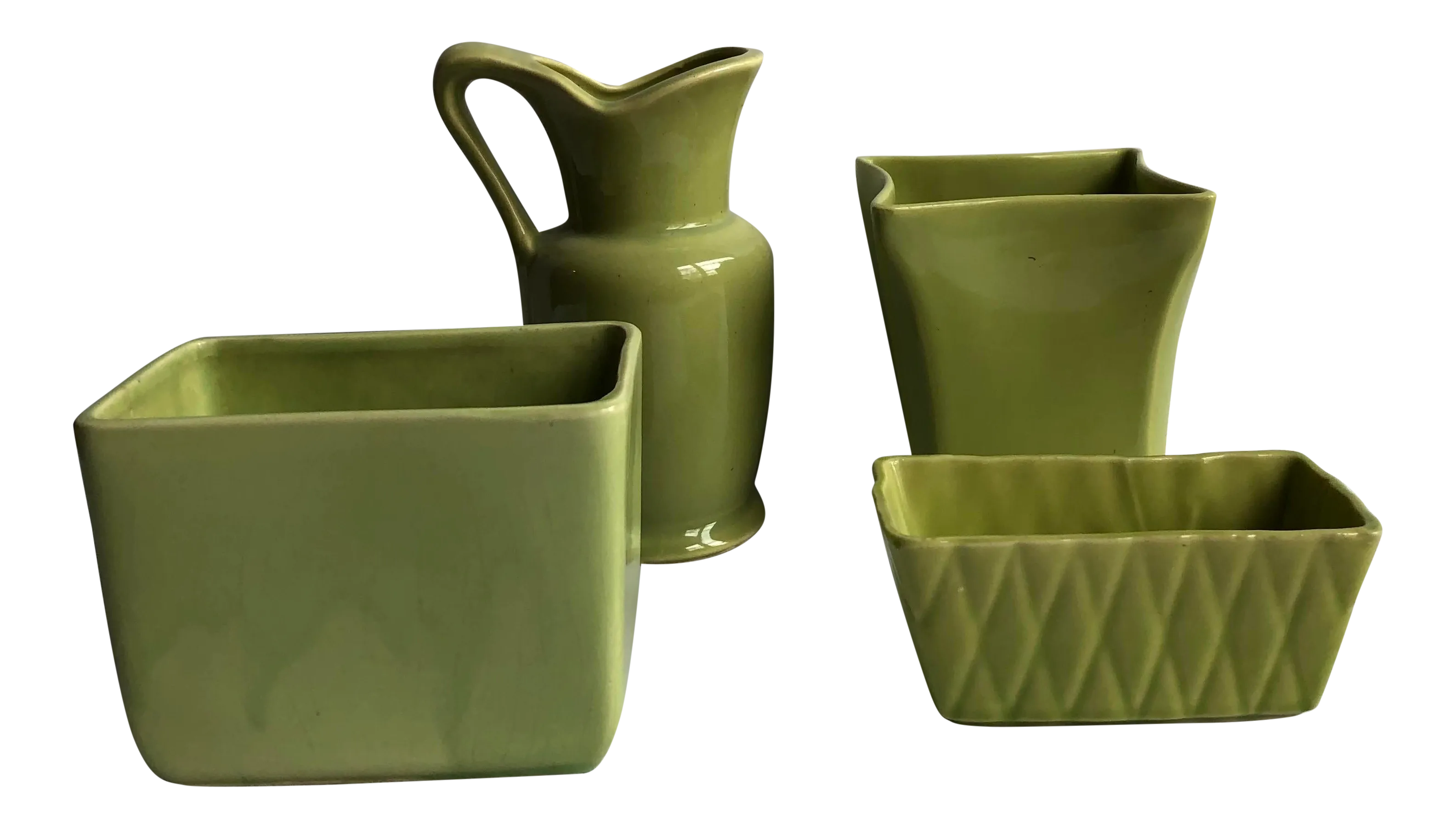Mid 20th Century Green Pottery Collection Set of 4 Chairish