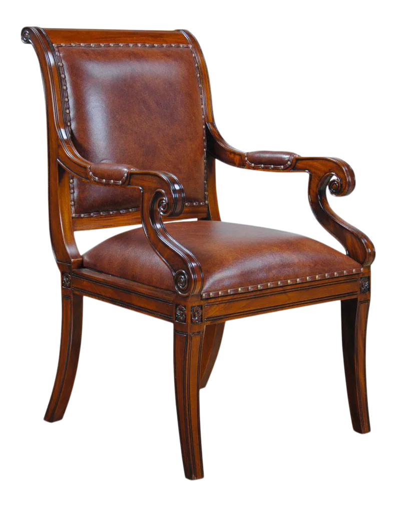 Regency Leather Arm Chair Chairish