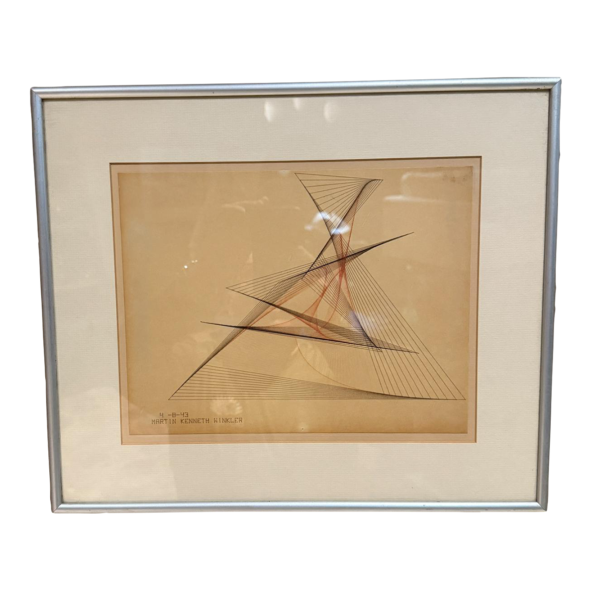 1943 Art Ink on Paper Abstract Drawing Signed Winkler