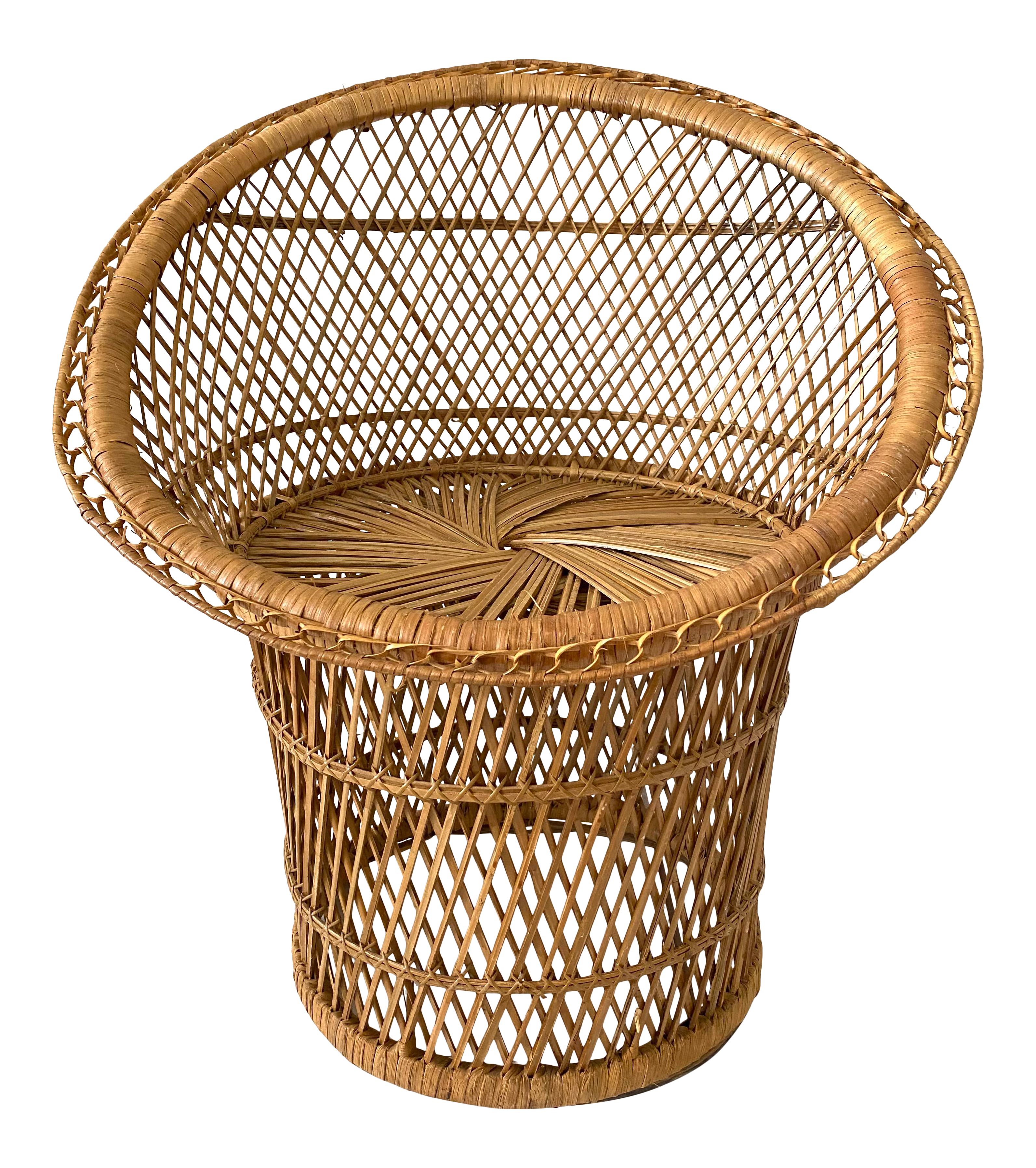 Vintage rattan barrel chair sale